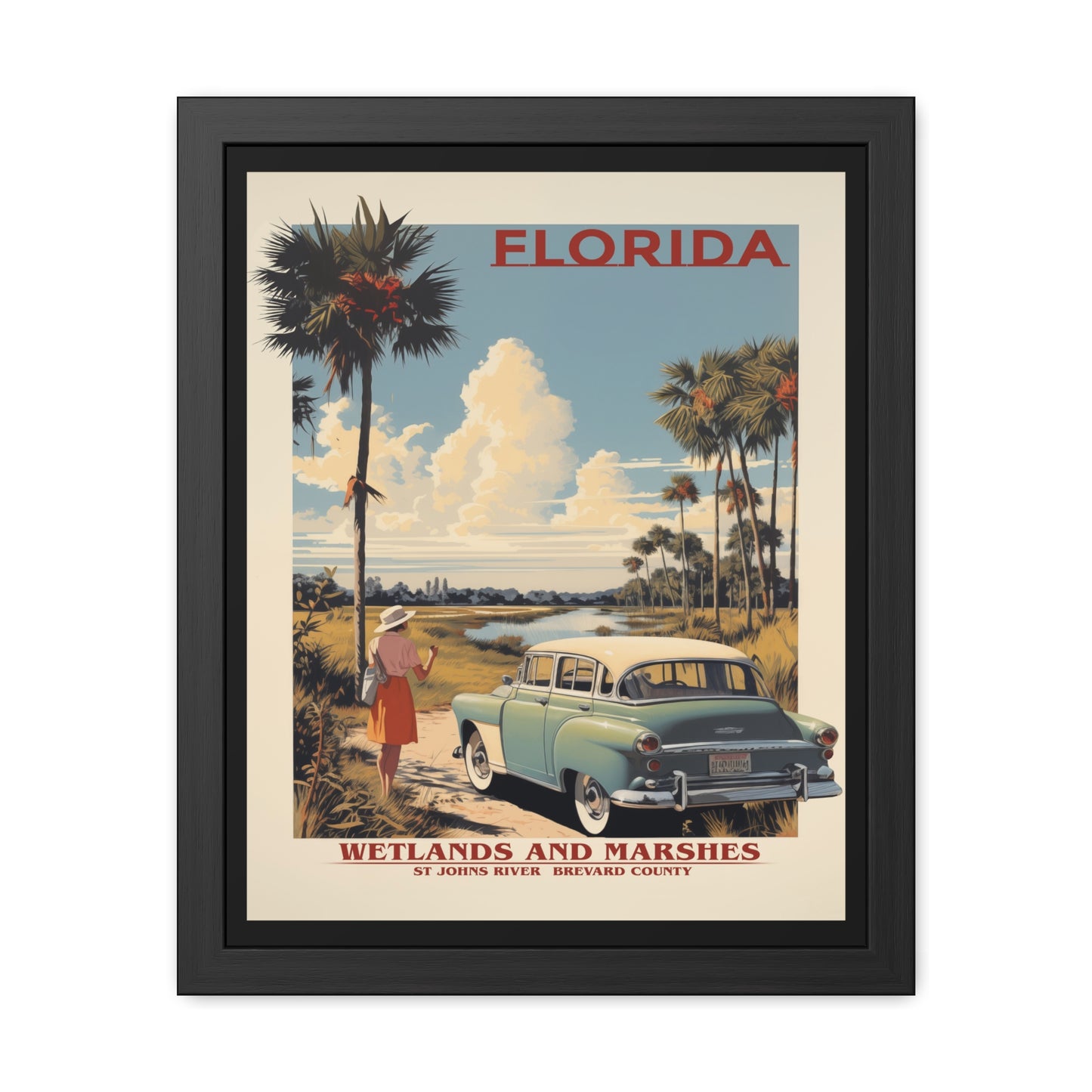 Retro Florida Wetlands Vintage Wall Art - St. Johns River