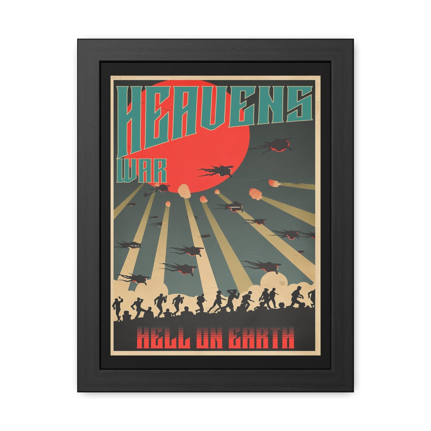 Vintage Sci-Fi Poster - 'Heavens War: Hell on Earth' Dystopian Artwork Framed Posters