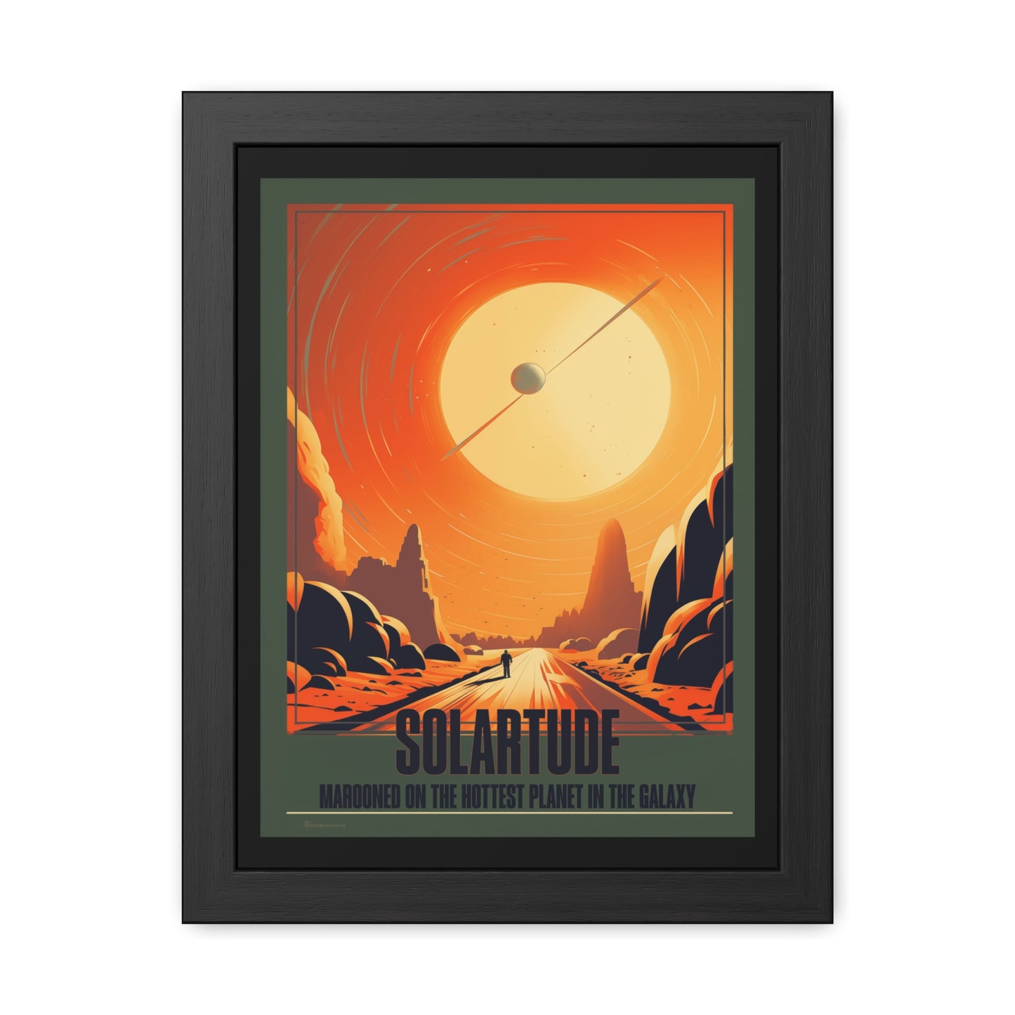 Vintage Sci-Fi Poster - 'Solartude: Marooned on the Hottest Planet' Retro Space Art Framed Posters