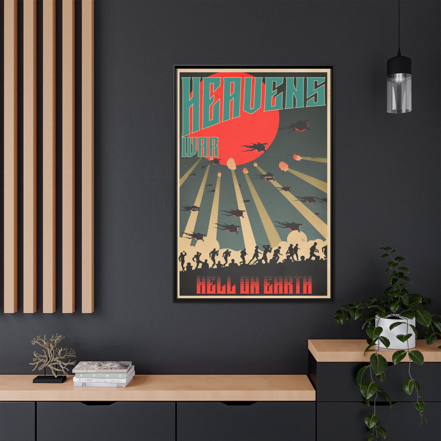 "Heavens War: Hell on Earth Matte Canvas with Black Frame"