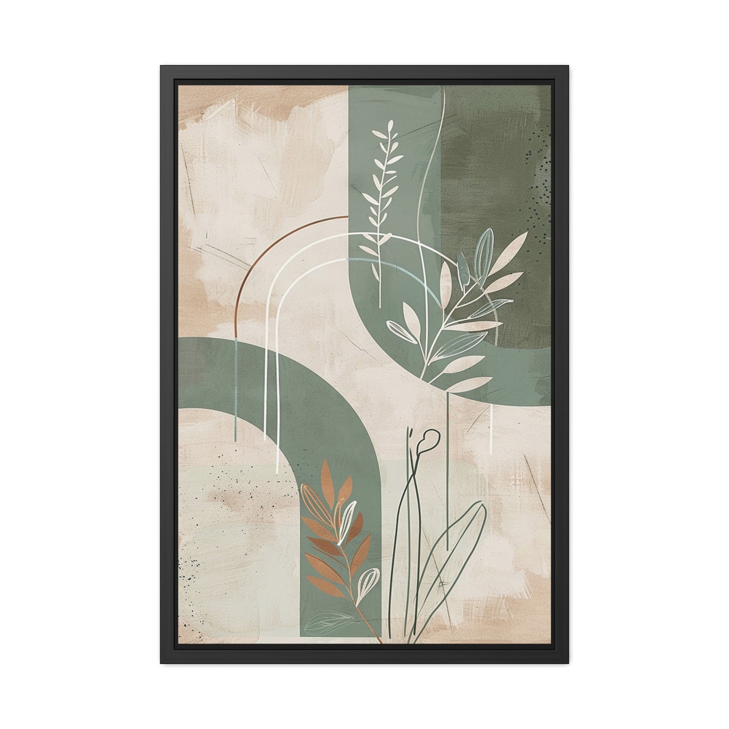Modern Abstract Framed Poster | Minimalist Wall Art Print, Retro Botanical Design for Living Room & Office Décor