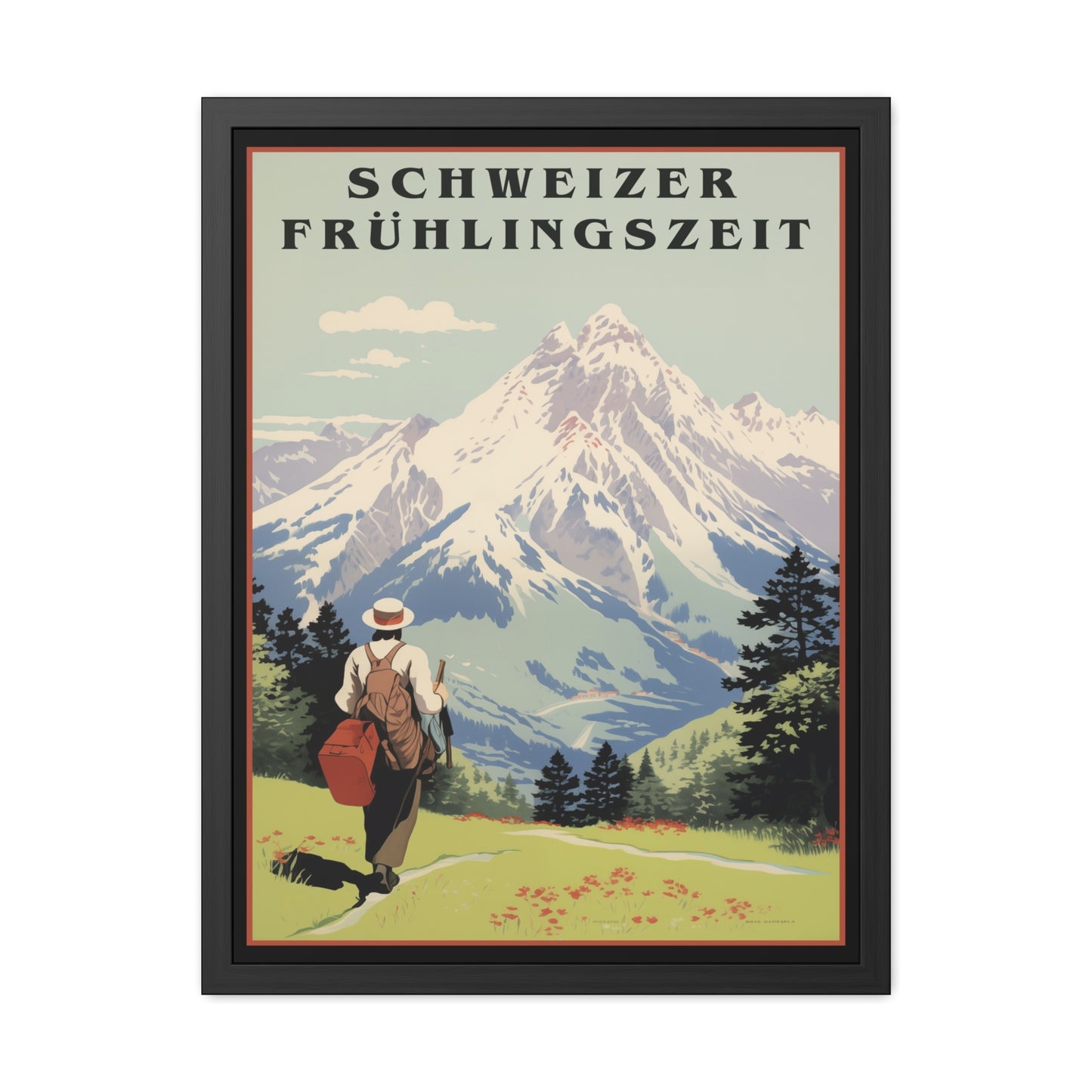 Vintage Swiss Travel Poster - 'Schweizer Frühlingszeit' (Swiss Springtime) Scenic Artwork Framed Posters