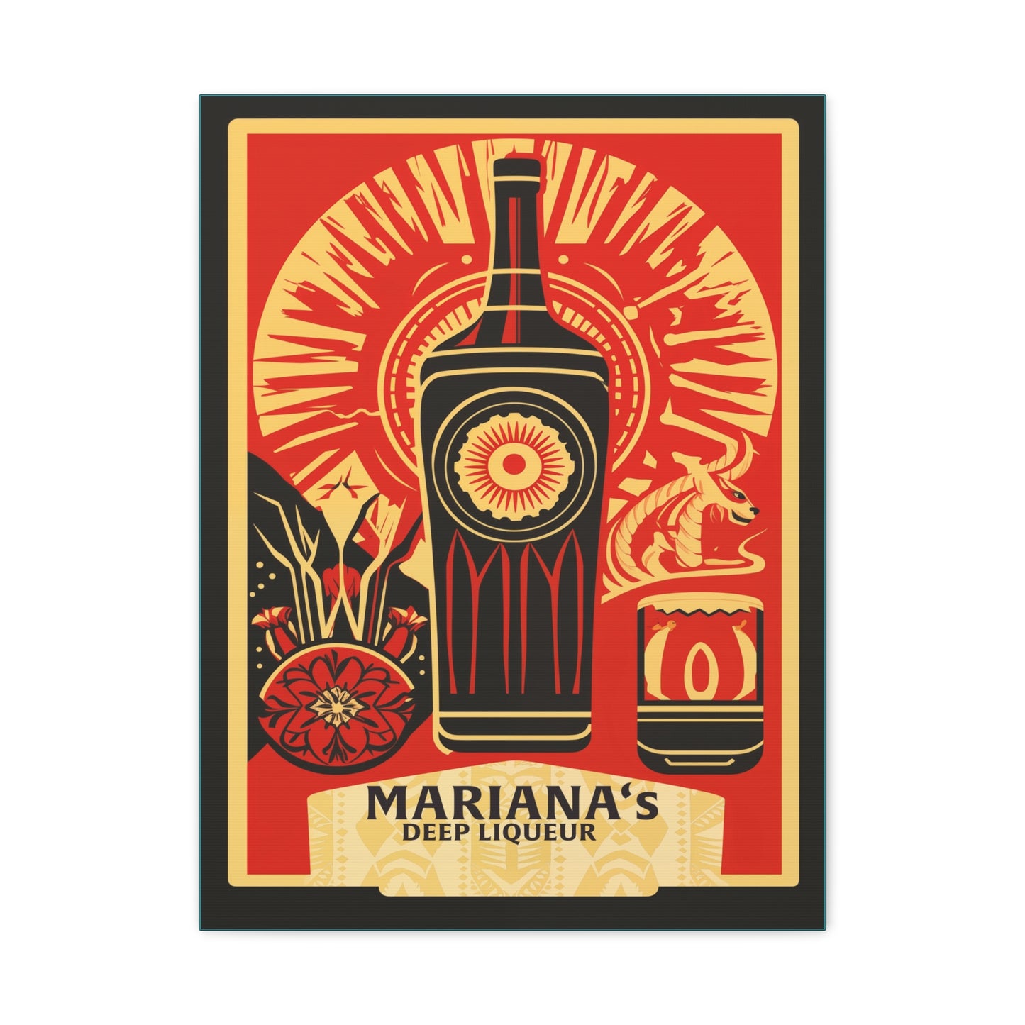 "Vintage Mariana's Deep Liqueur Dragon Poster - Frameless Stretched Matte Canvas Wall Art" Matte Canvas, Stretched, 1.25"
