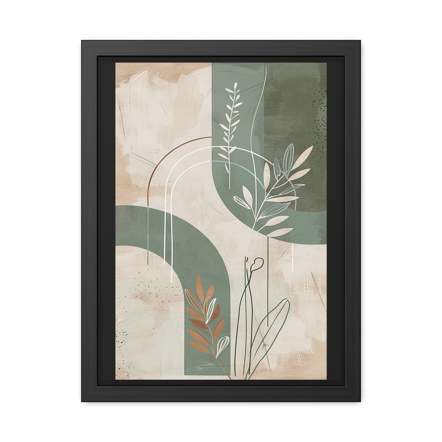 Modern Abstract Framed Poster | Minimalist Wall Art Print, Retro Botanical Design for Living Room & Office Décor
