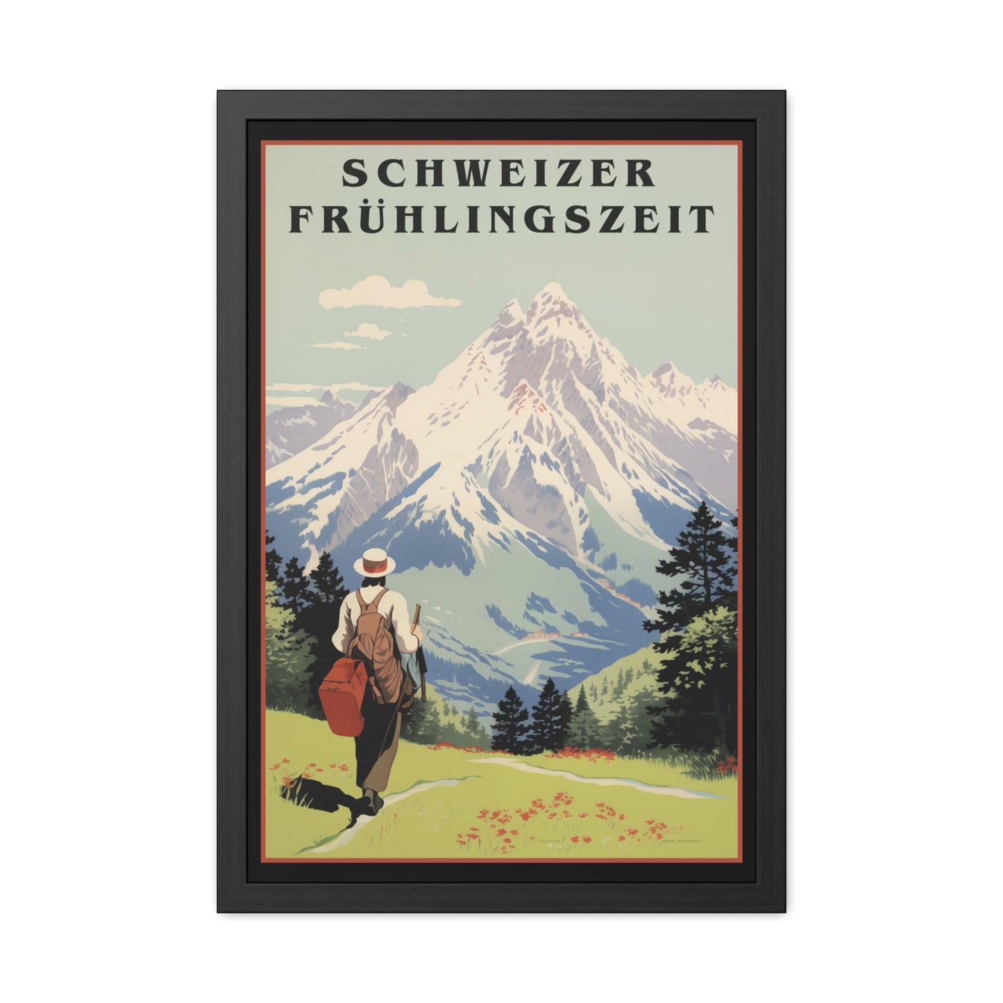 Vintage Swiss Travel Poster - 'Schweizer Frühlingszeit' (Swiss Springtime) Scenic Artwork Framed Posters