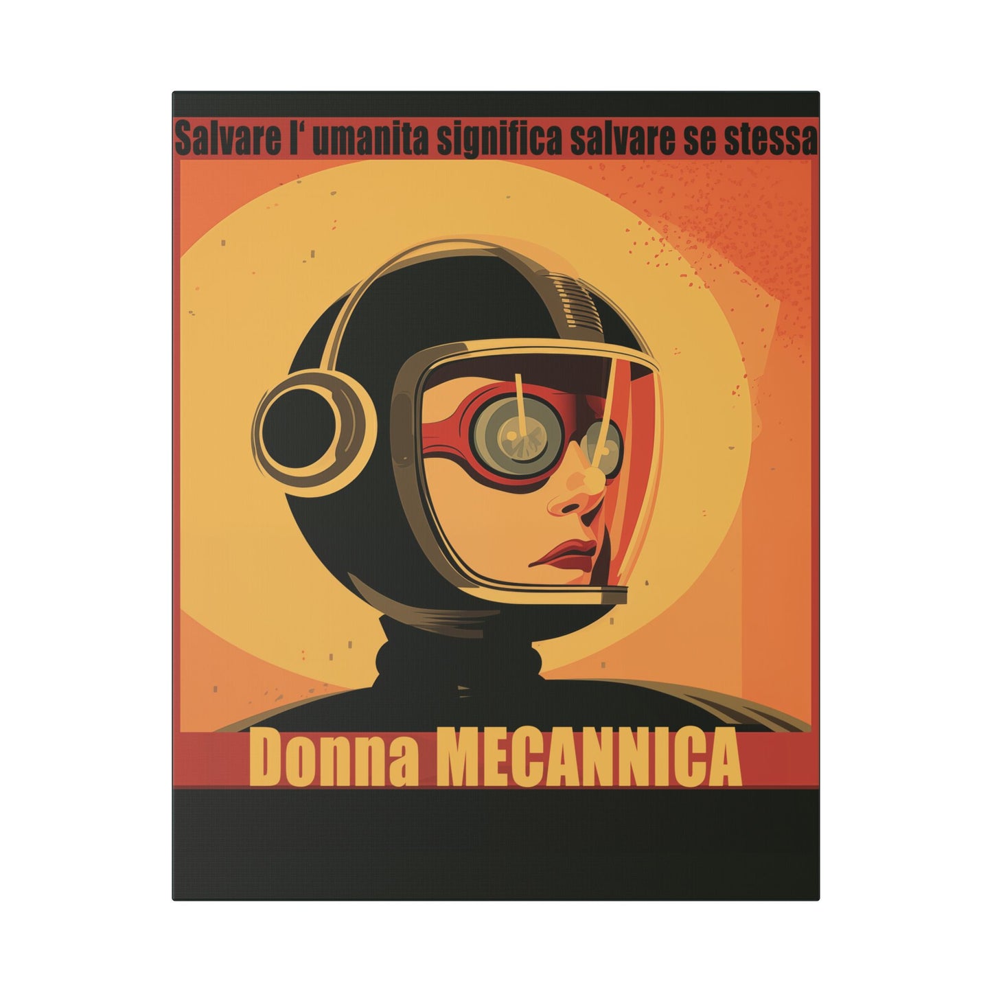 “Vintage Italian Sci-Fi Wall Art Print – Donna Meccanica Retro Futuristic Space Canvas ”Classic Stretched Canvas