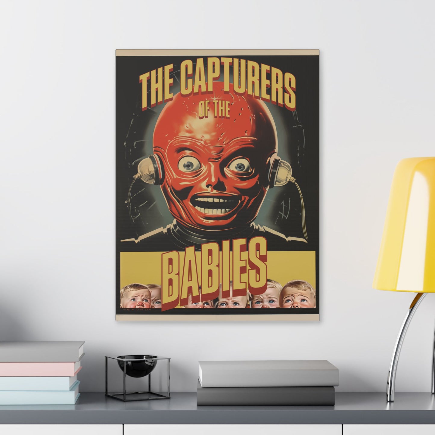 "The Capturers of the Babies - Vintage Sci-Fi Wall Art on Classic Stretched Canvas"
