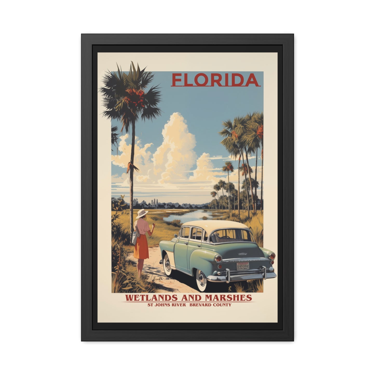 Retro Florida Wetlands Vintage Wall Art - St. Johns River