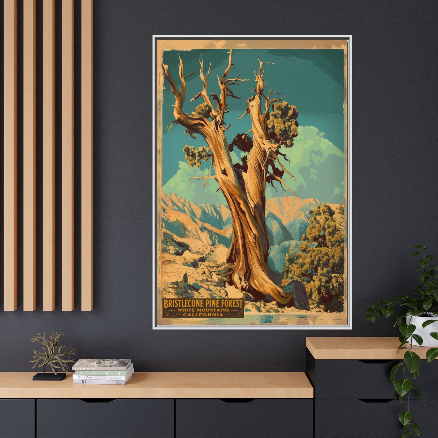 Bristlecone Pine Forest Vintage Travel Poster — Framed Matte Canvas Wall Art