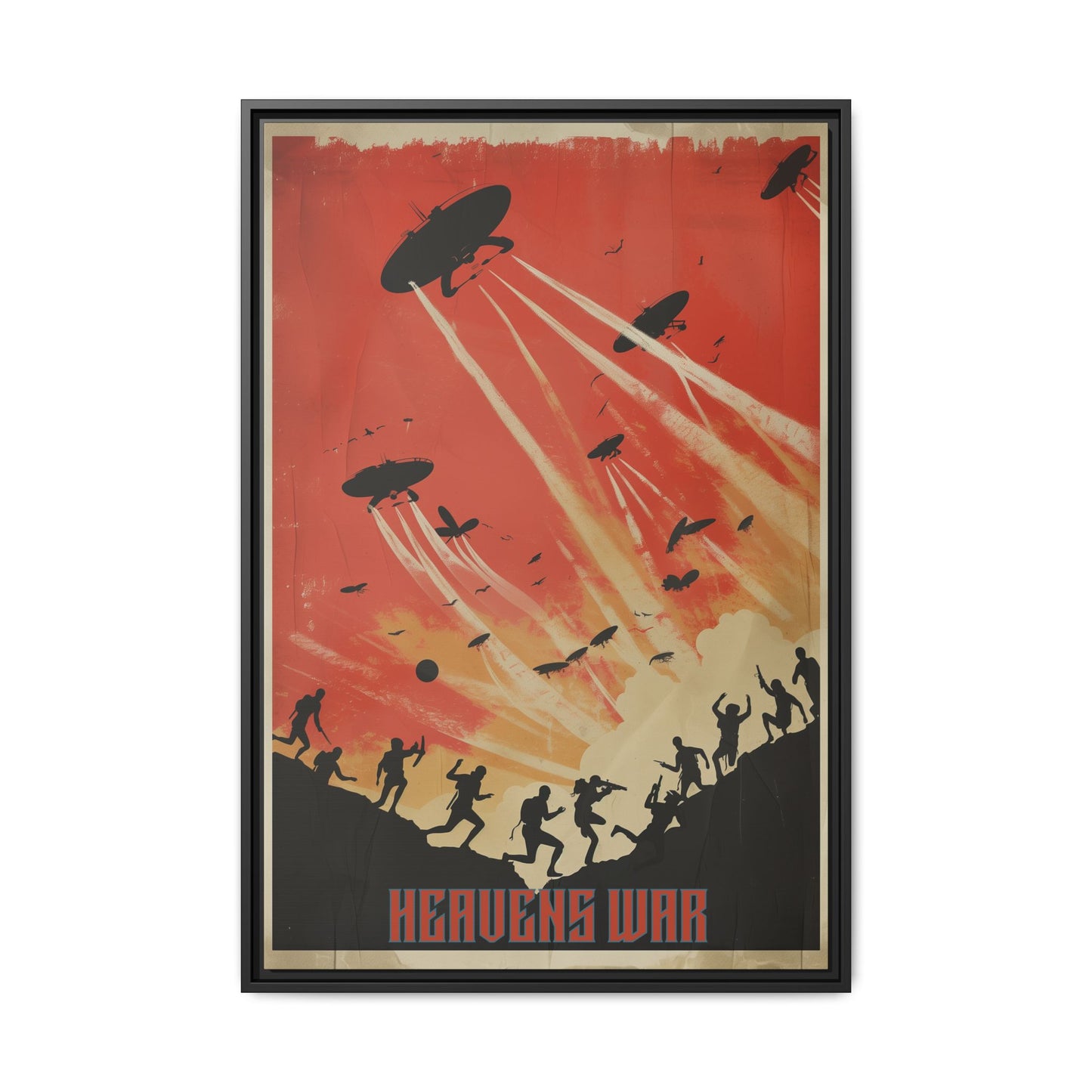 "Heavens War: Epic Alien Invasion Matte Canvas with Black Frame" Matte Canvas, Black Frame