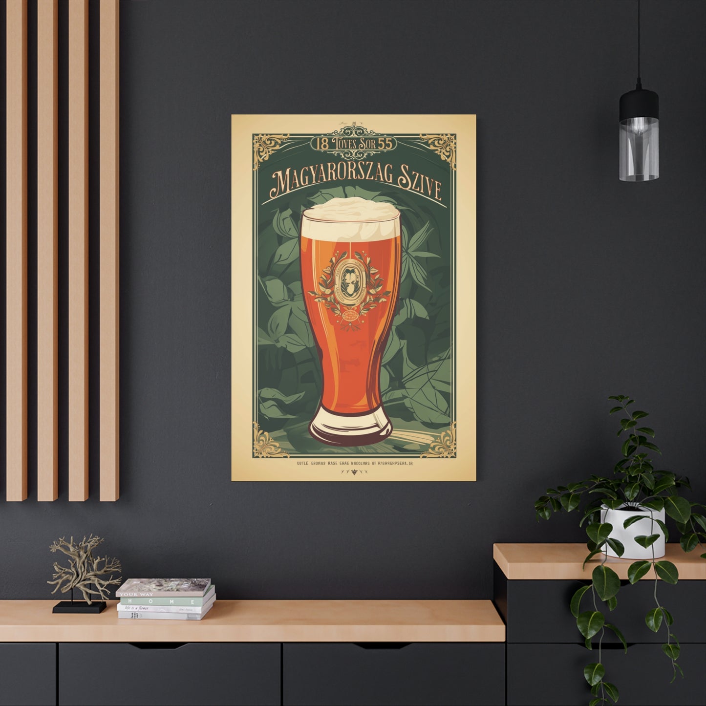 "Vintage Hungarian Beer Poster - Magyarország Szíve Frameless Stretched Matte Canvas" Matte Canvas, Stretched, 1.25"