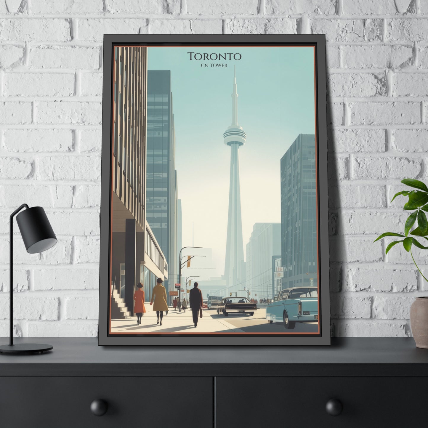 Toronto CN Tower Framed Poster — Vintage Cityscape Wall Art