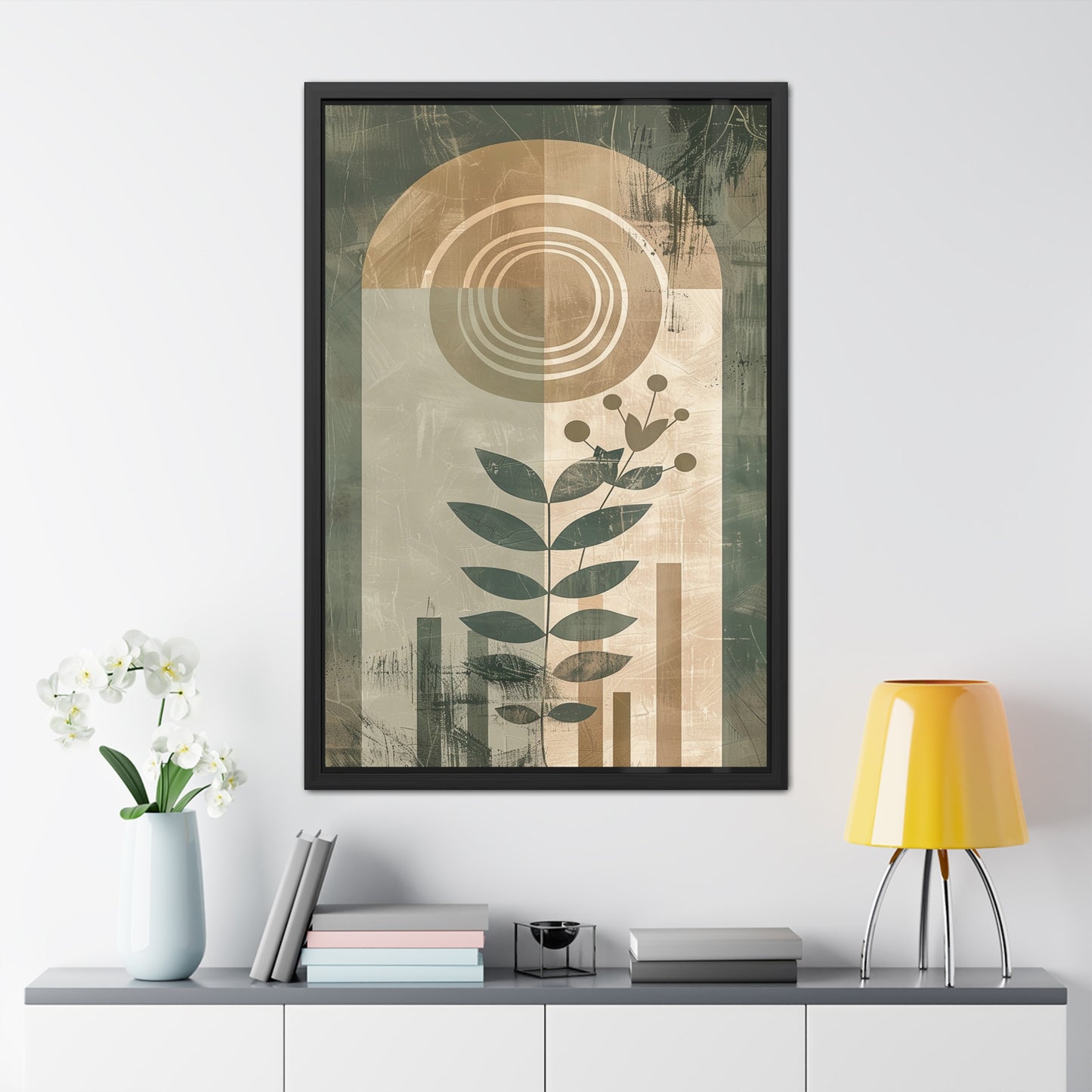 Modern Botanical Framed Poster | Minimalist Nature Wall Art Print, Contemporary Green Home Décor & Gift for Plant Lovers