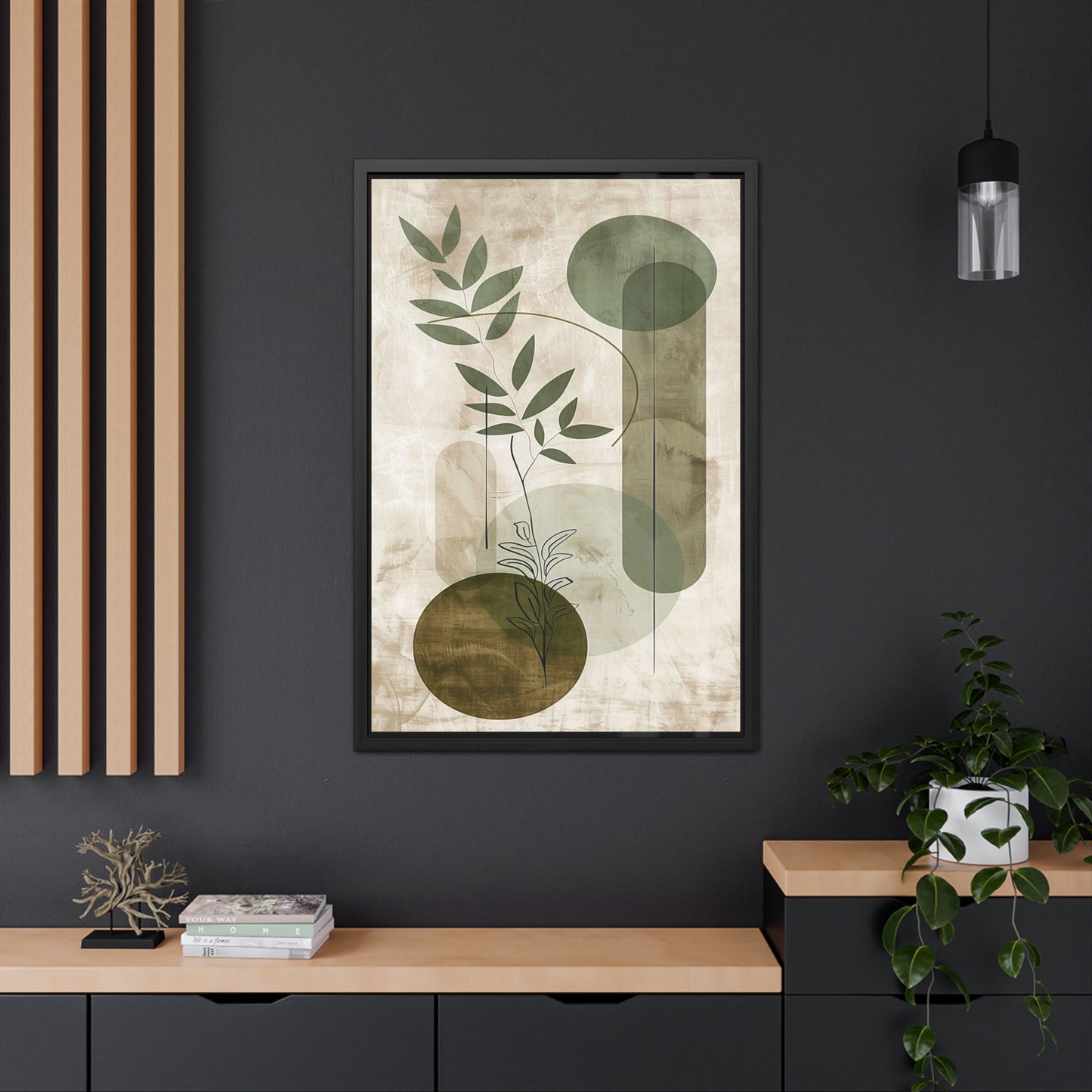 Modern Botanical Framed Poster | Minimalist Nature Wall Art Print, Contemporary Green Décor & Gift for Plant Lovers