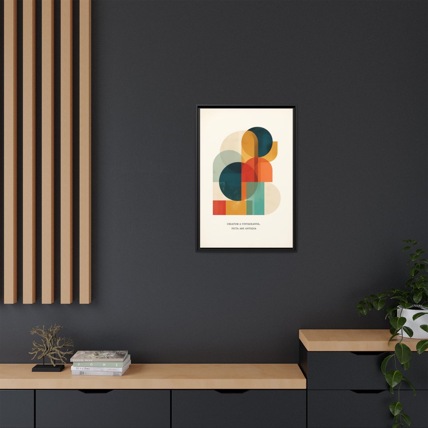Creative Vision Framed Abstract Canvas Wall Art — Mid-Century Modern Geometric Design | Vintageanna