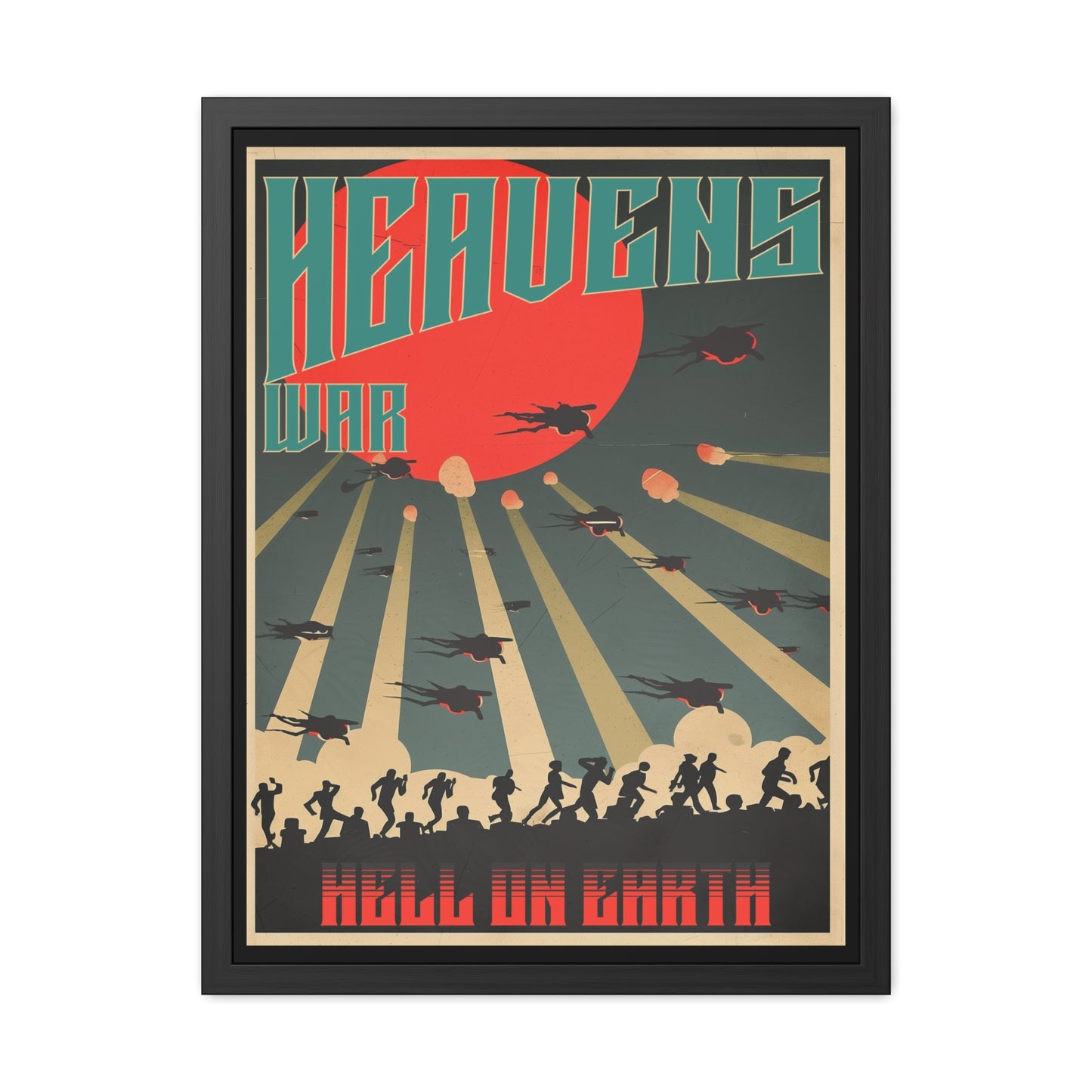 Vintage Sci-Fi Poster - 'Heavens War: Hell on Earth' Dystopian Artwork Framed Posters