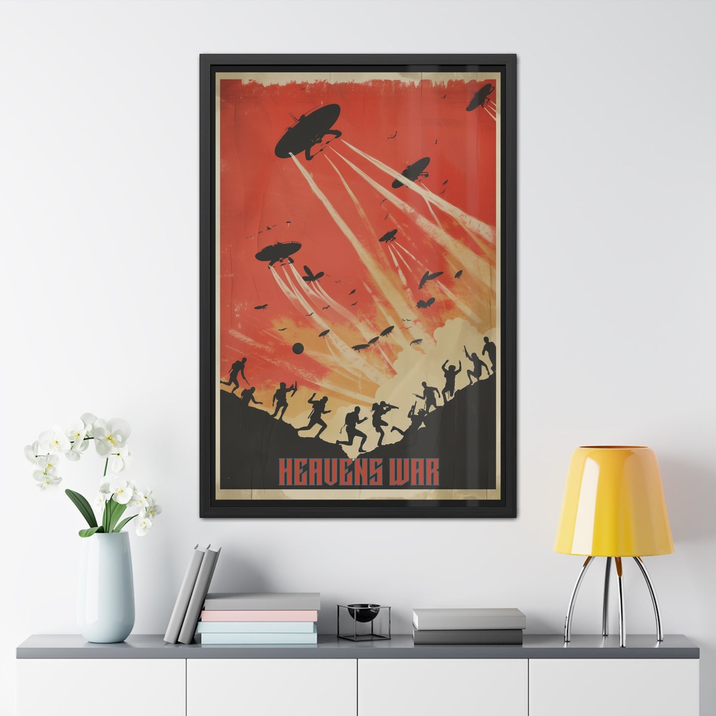 Vintage Sci-Fi Poster - 'Heavens War: Invasion from Above' Retro Apocalypse Artwork Framed Posters