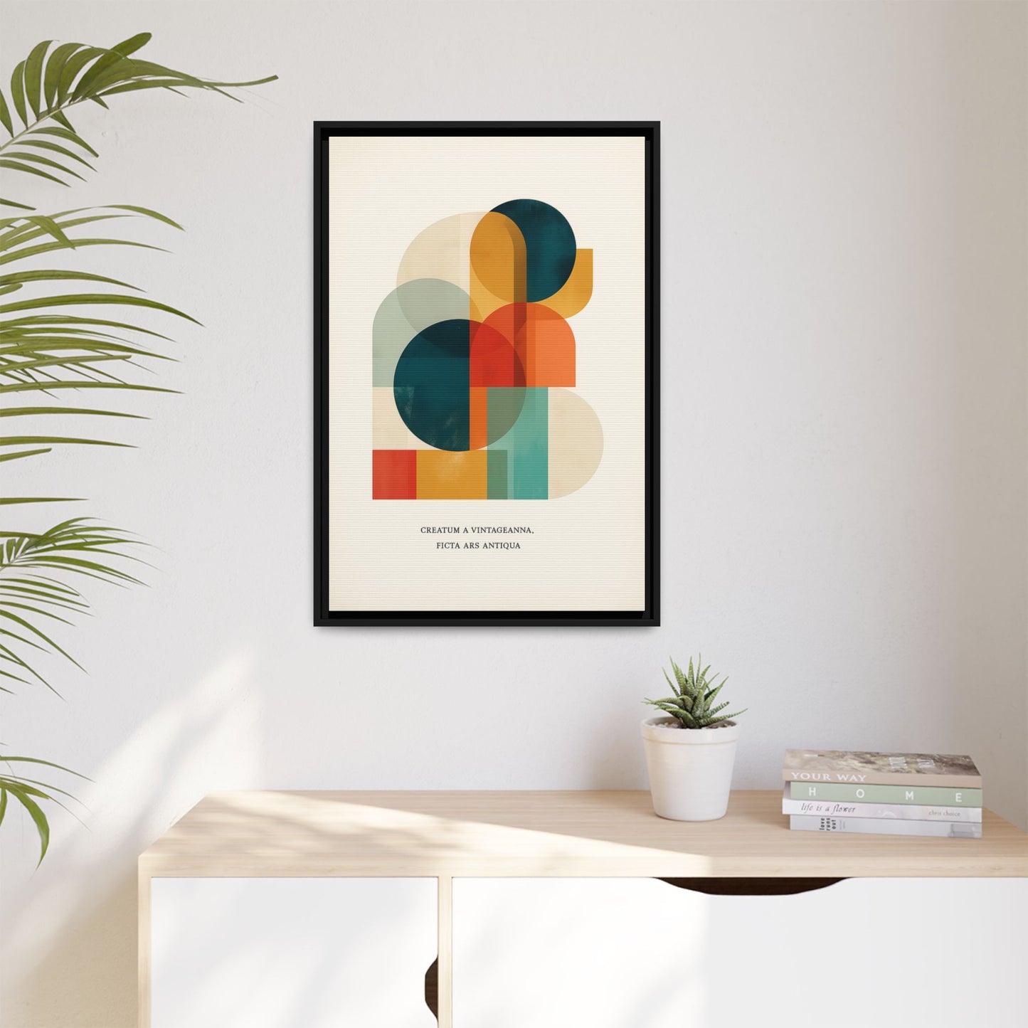Creative Vision Framed Abstract Canvas Wall Art — Mid-Century Modern Geometric Design | Vintageanna