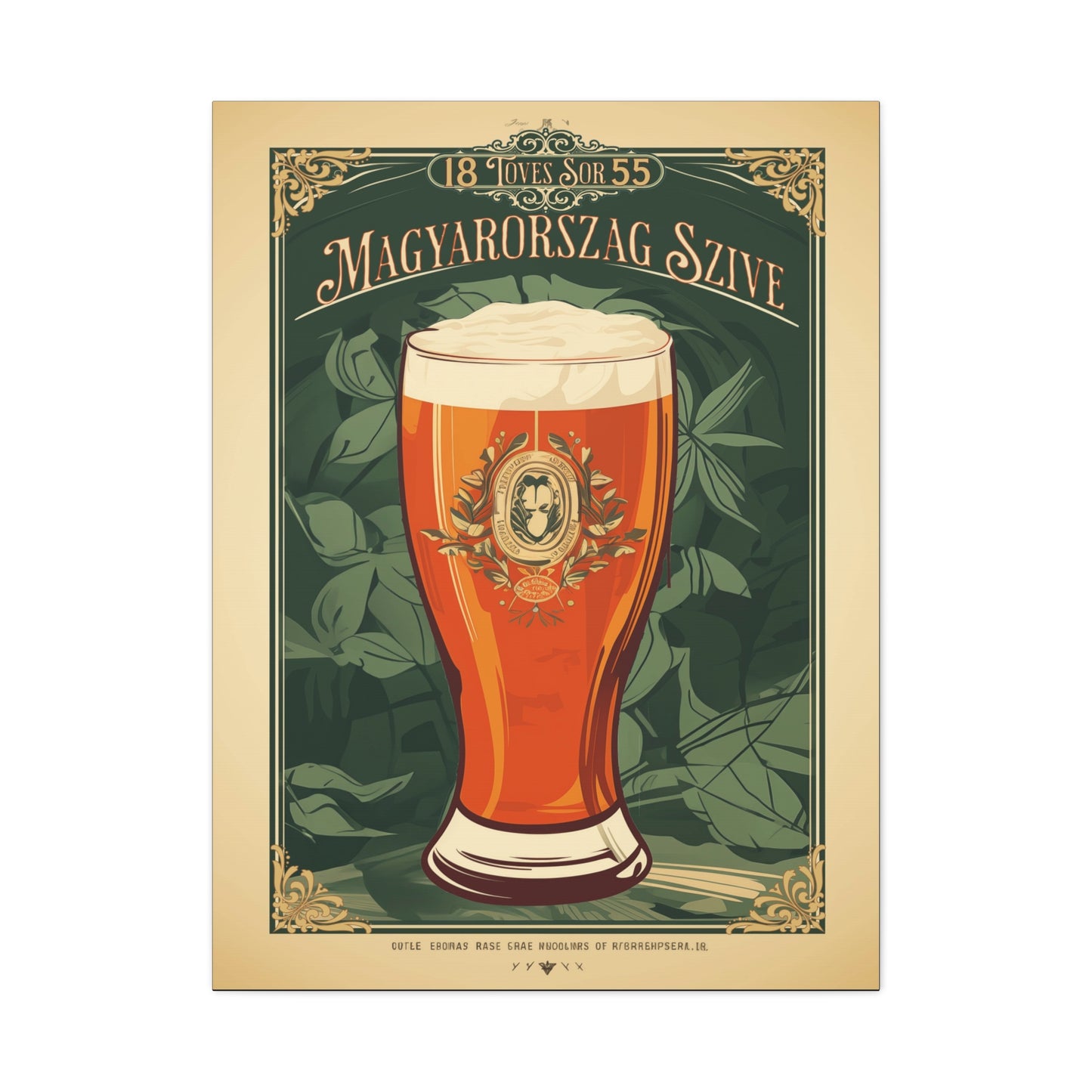 "Vintage Hungarian Beer Poster - Magyarország Szíve Frameless Stretched Matte Canvas" Matte Canvas, Stretched, 1.25"
