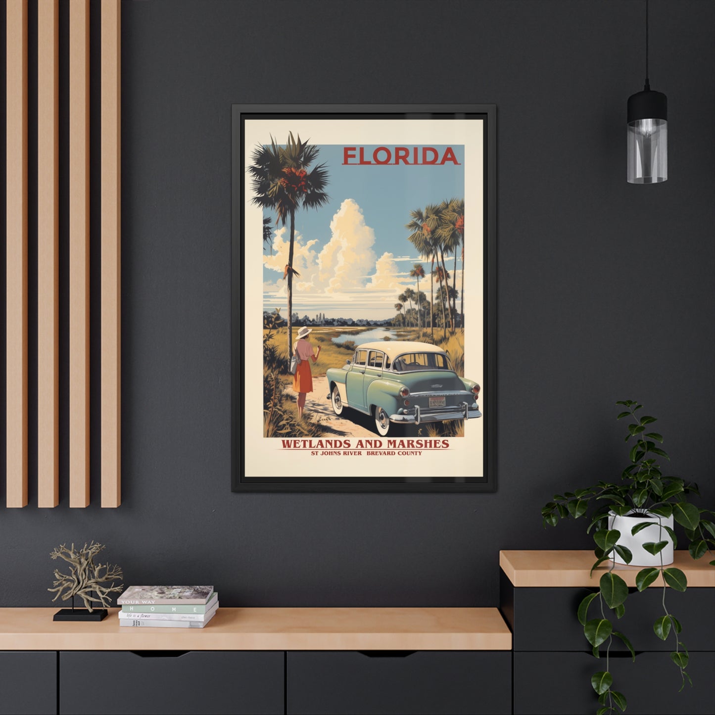 Retro Florida Wetlands Vintage Wall Art - St. Johns River