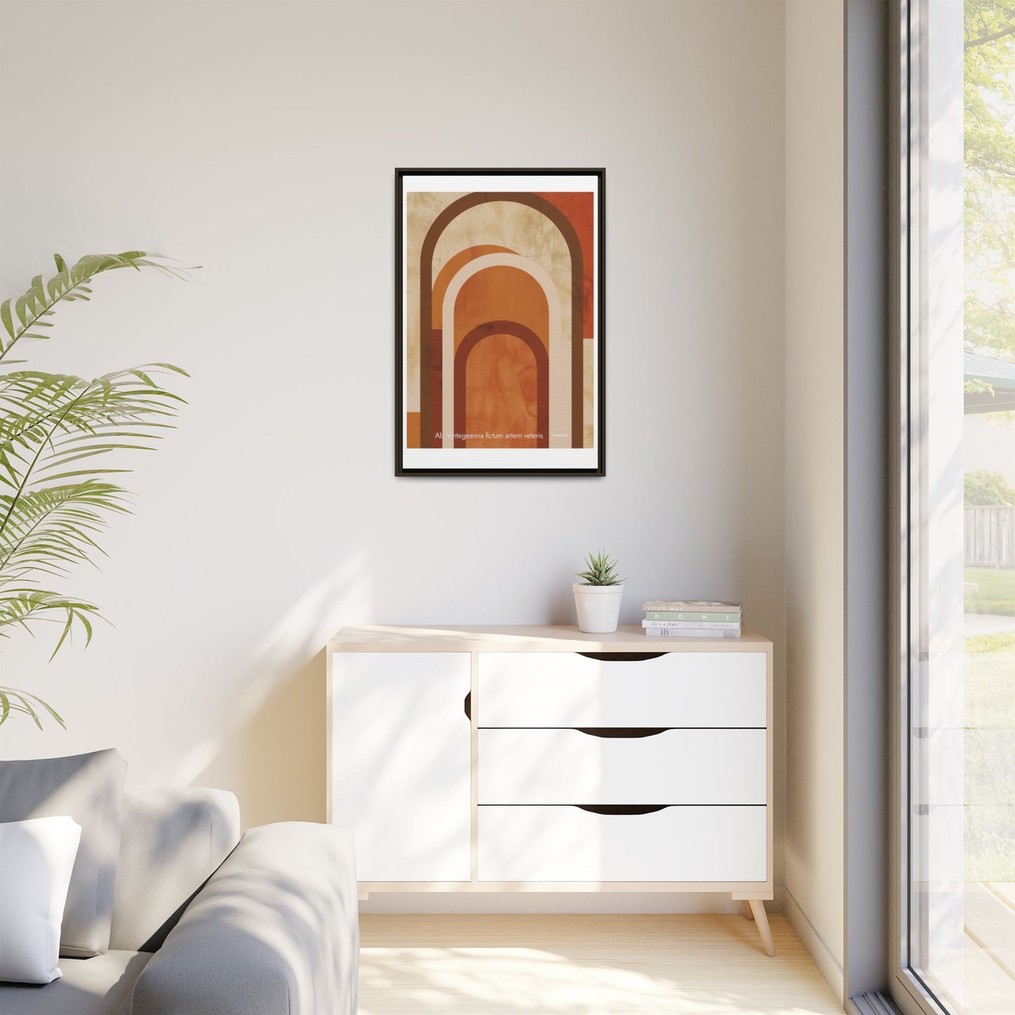 Abstract Arch Framed Canvas Wall Art — Mid-Century Modern Minimalist Decor | Vintageanna