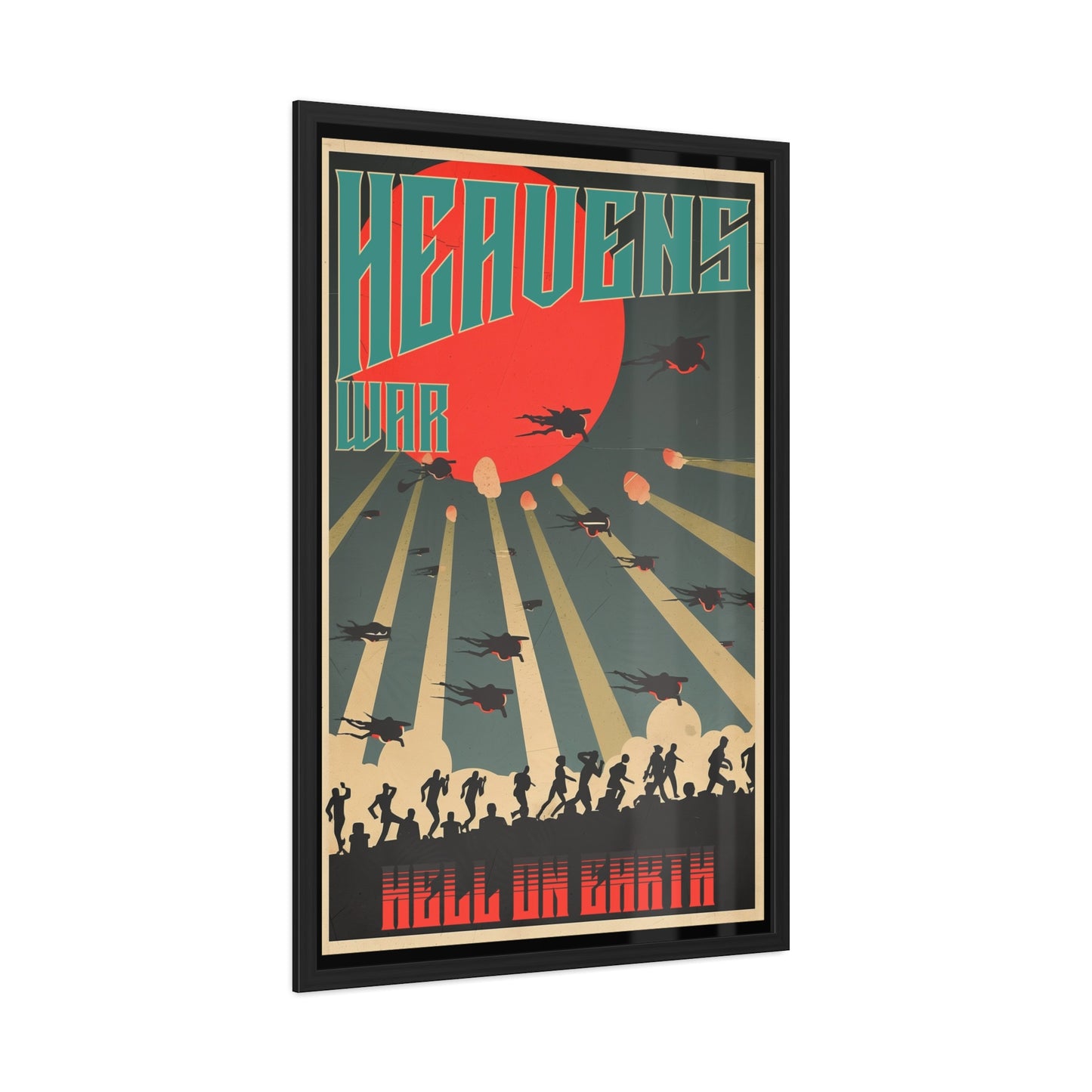 Vintage Sci-Fi Poster - 'Heavens War: Hell on Earth' Dystopian Artwork Framed Posters