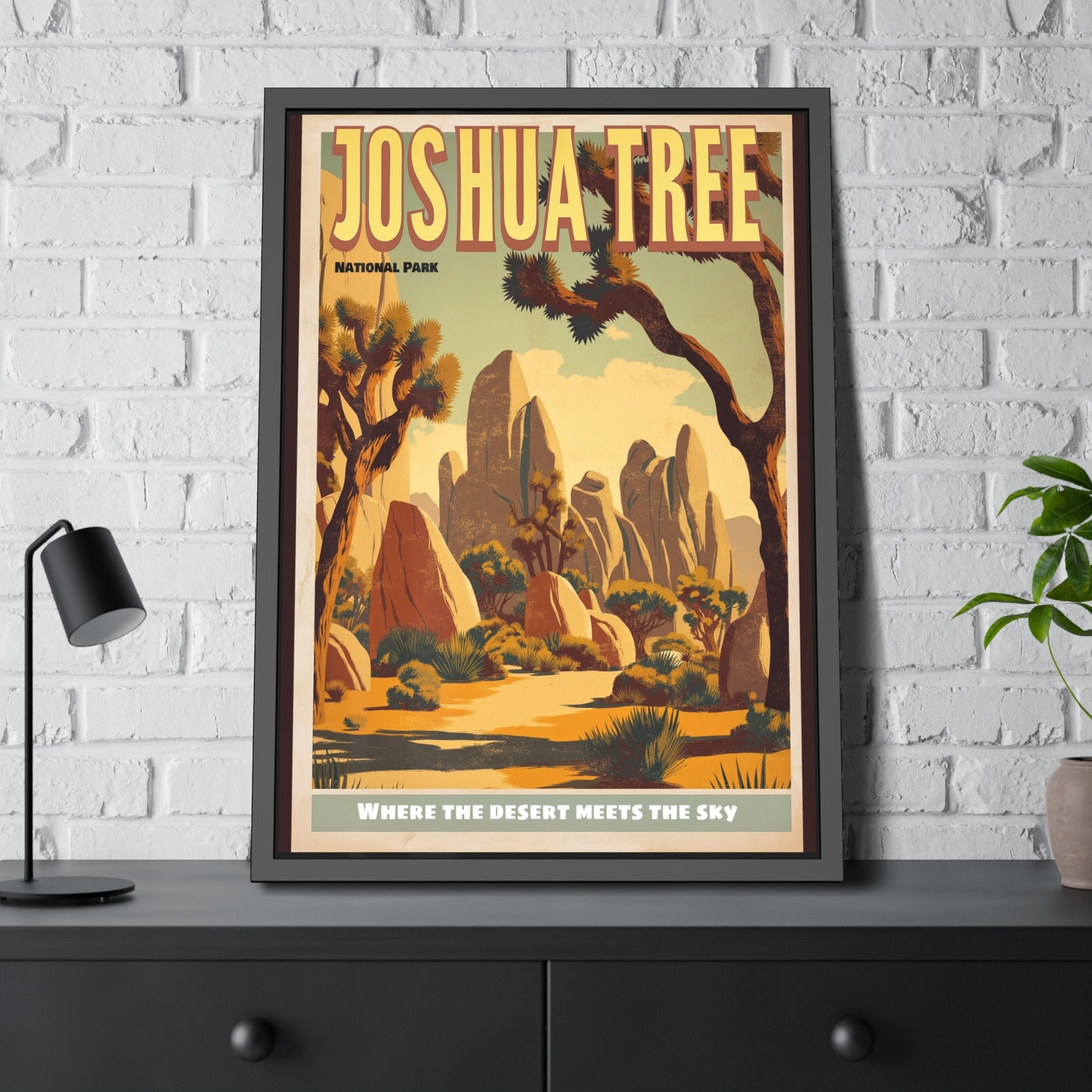 Joshua Tree Framed Poster - Vintage National Park Travel Print