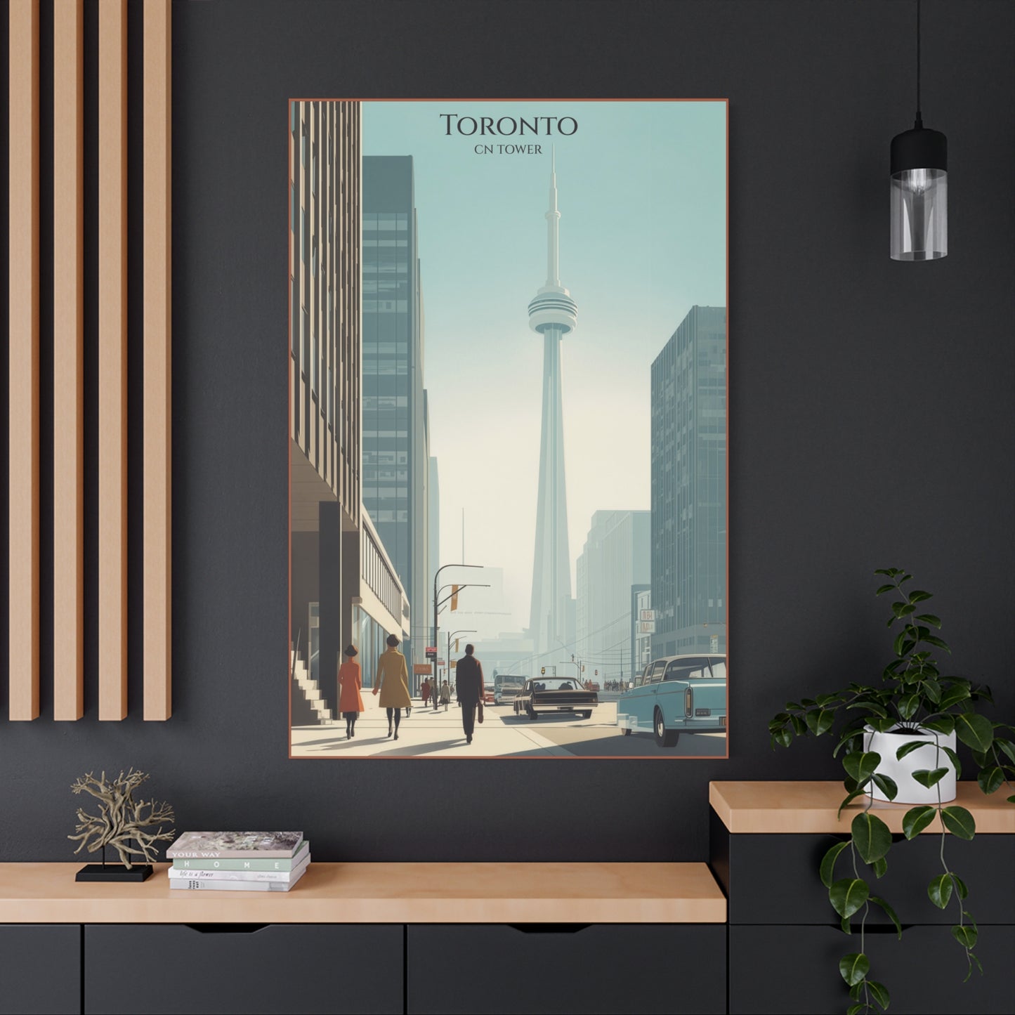 Toronto CN Tower Vintage Cityscape Matte Canvas Print