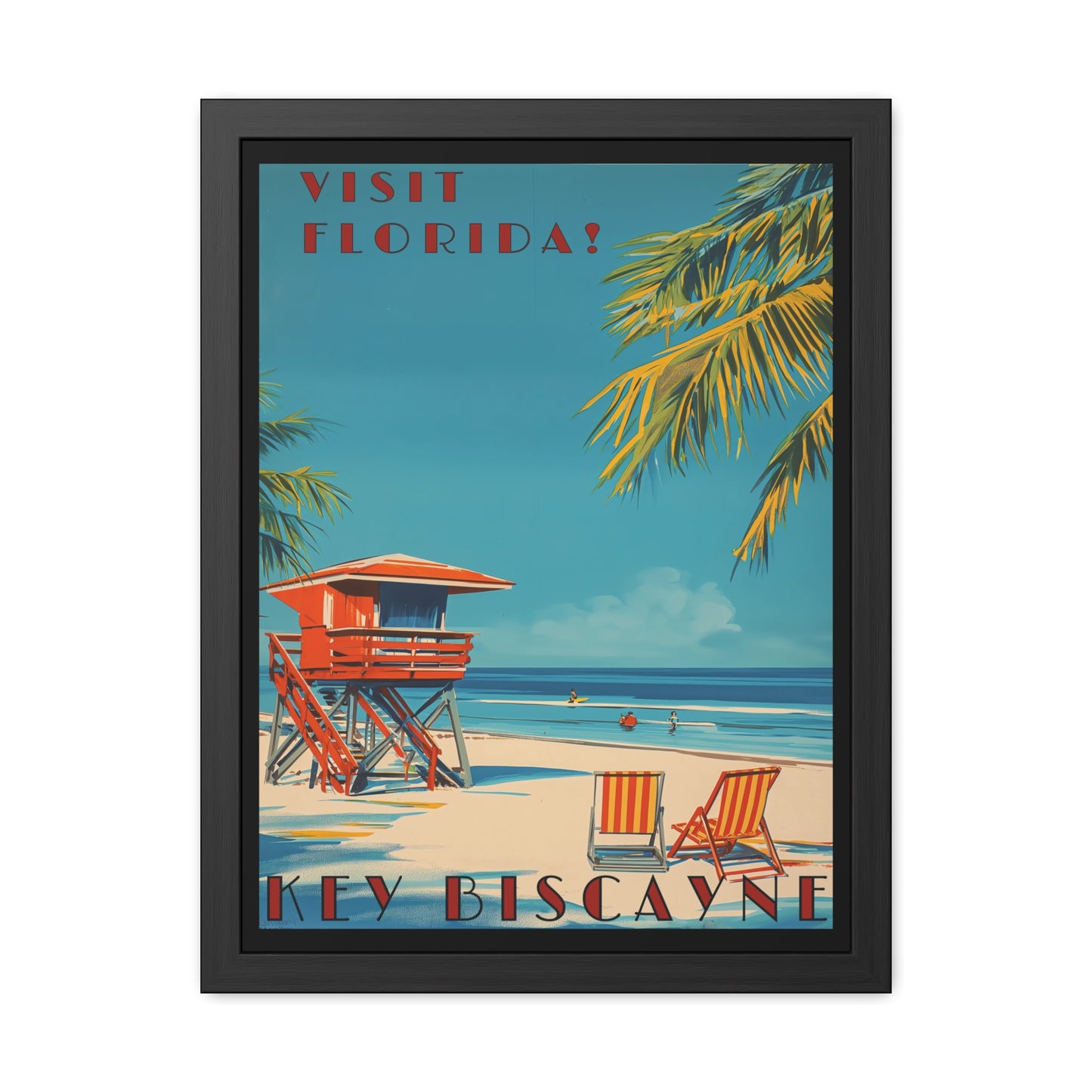 "Visit Florida - Key Biscayne Vintage Beach Framed Poster"