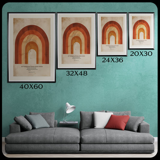 Retro Rainbow Canvas Wall Art — Framed Matte Print, Mid-Century Modern Boho Decor | Vintageanna