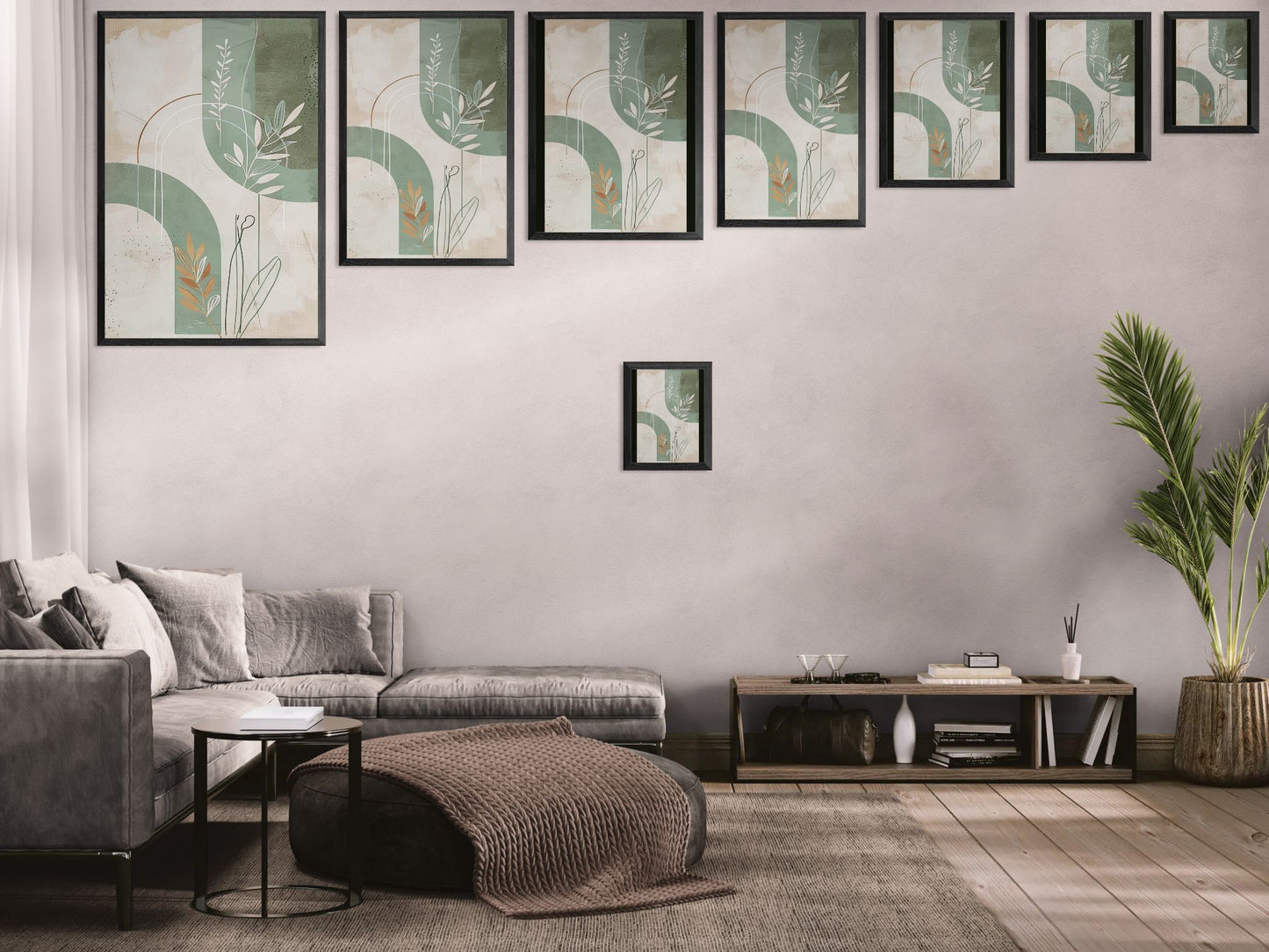 Modern Abstract Framed Poster | Minimalist Wall Art Print, Retro Botanical Design for Living Room & Office Décor