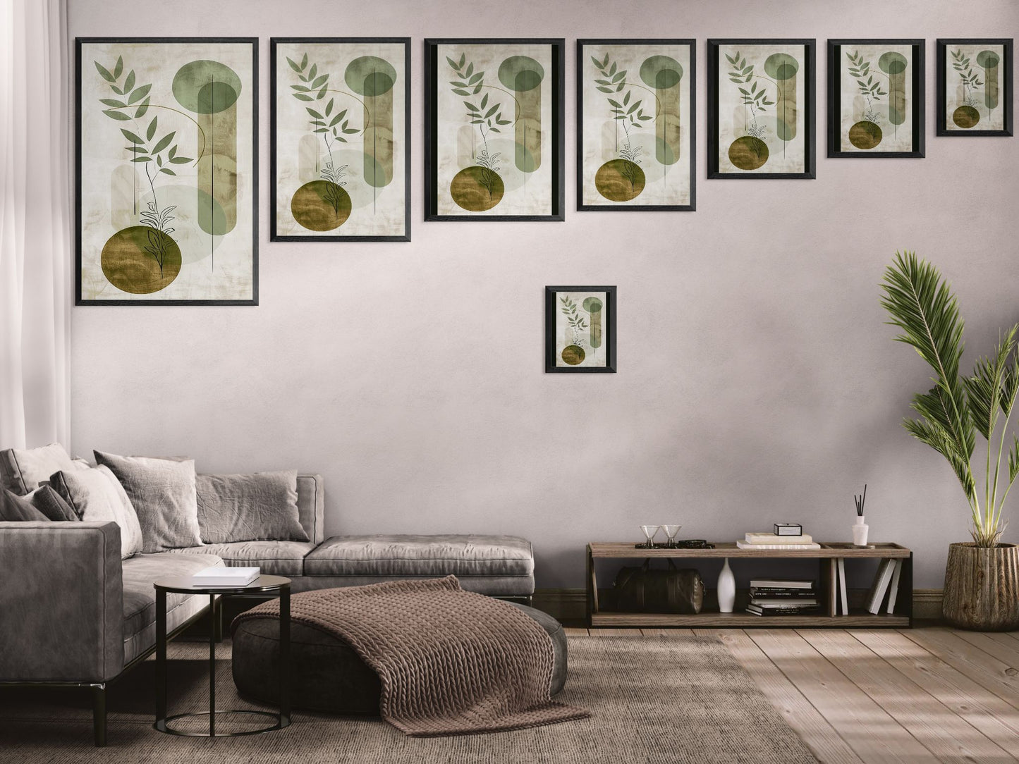 Modern Botanical Framed Poster | Minimalist Nature Wall Art Print, Contemporary Green Décor & Gift for Plant Lovers
