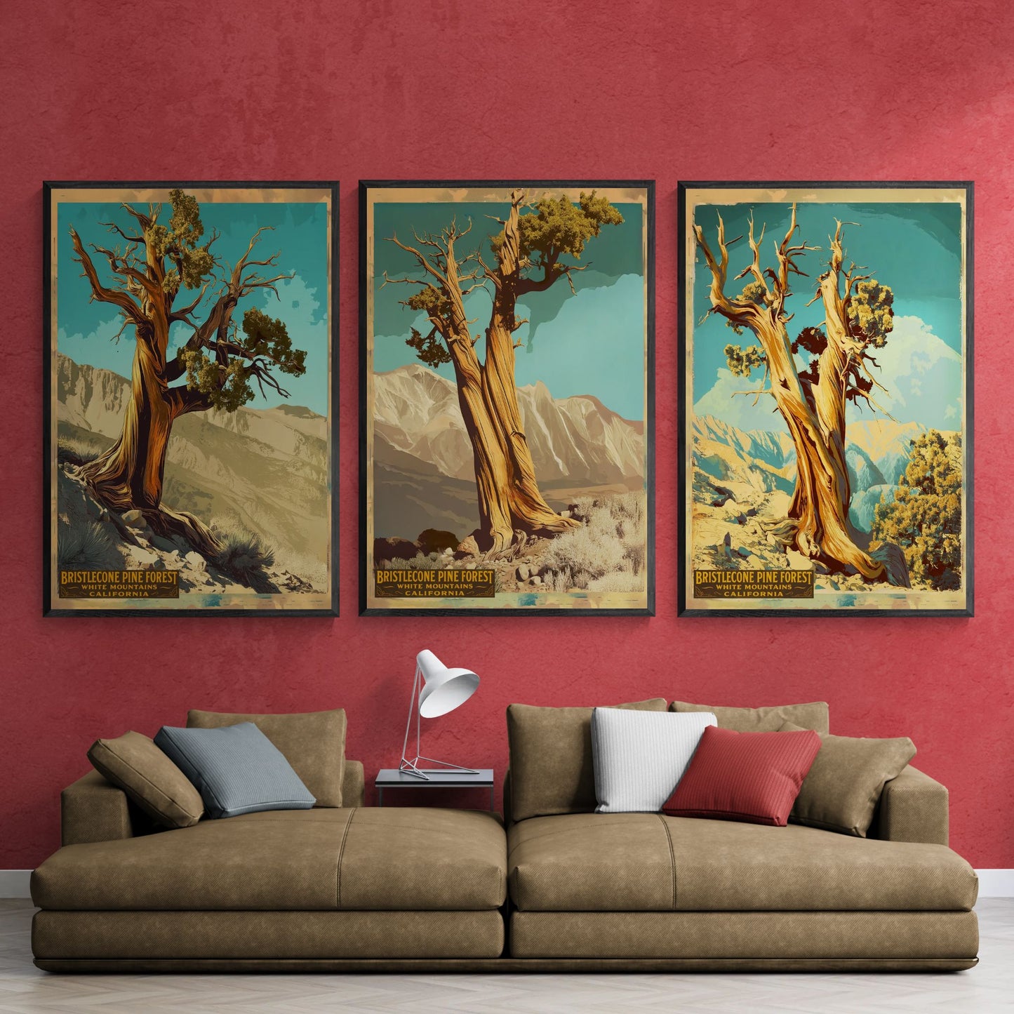 Bristlecone Pine Forest Vintage Travel Poster — Set of 3-40×60 Framed Canvas Wall Art