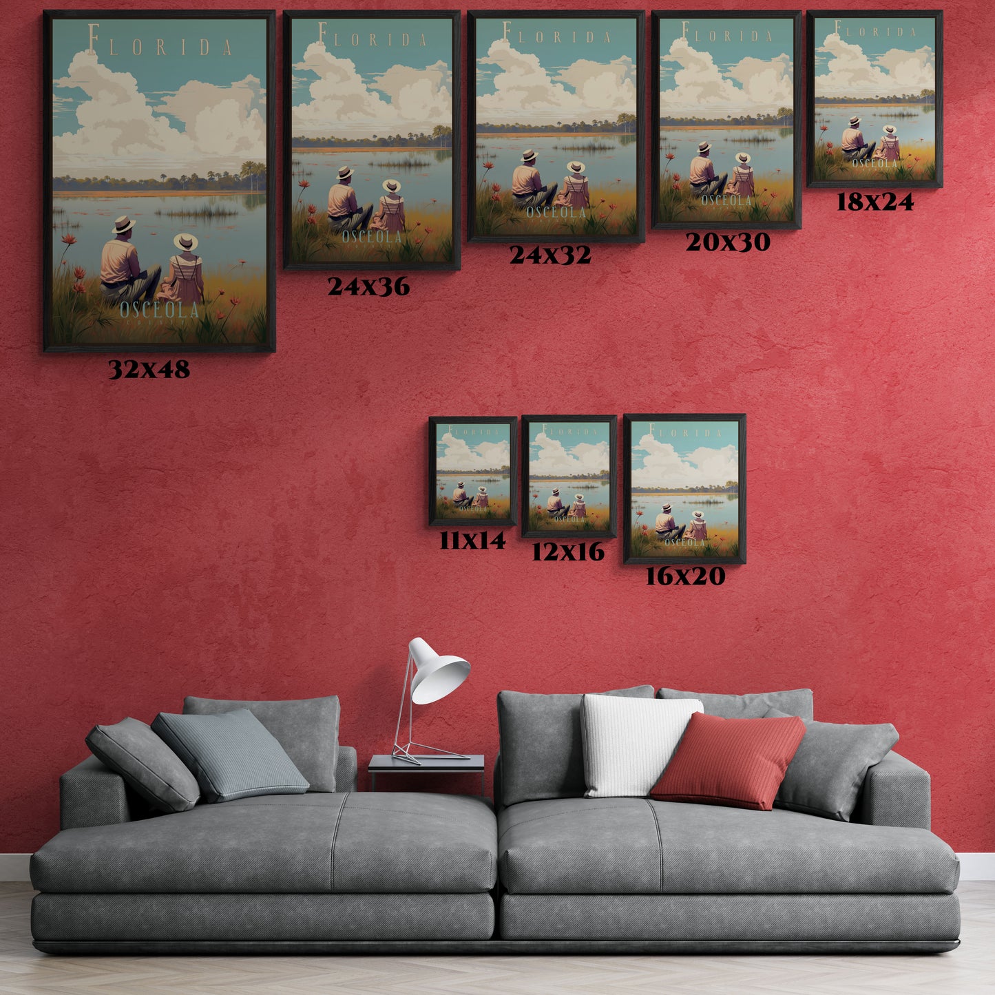 Vintage Florida Lakeside Wall Art posters – Osceola County Retro Charm
