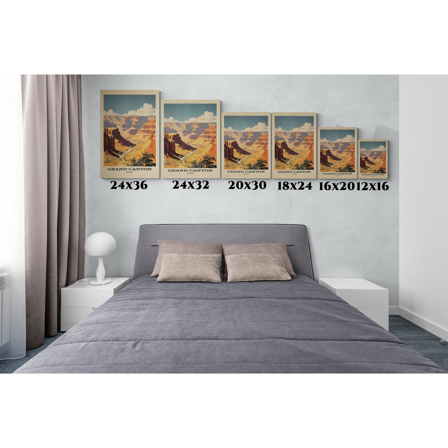 "Vintage Grand Canyon Poster - Iconic Canyon Landscape Retro Travel Art", Classic Stretched Canvas