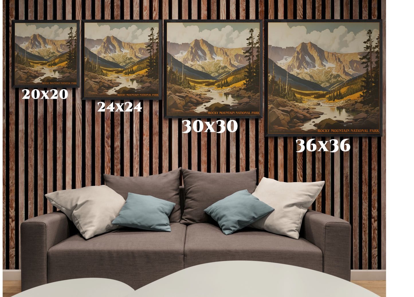 "Rocky Mountain National Park Vintage Art Print – Colorado Wilderness" Gallery Canvas Wraps, Square Frame
