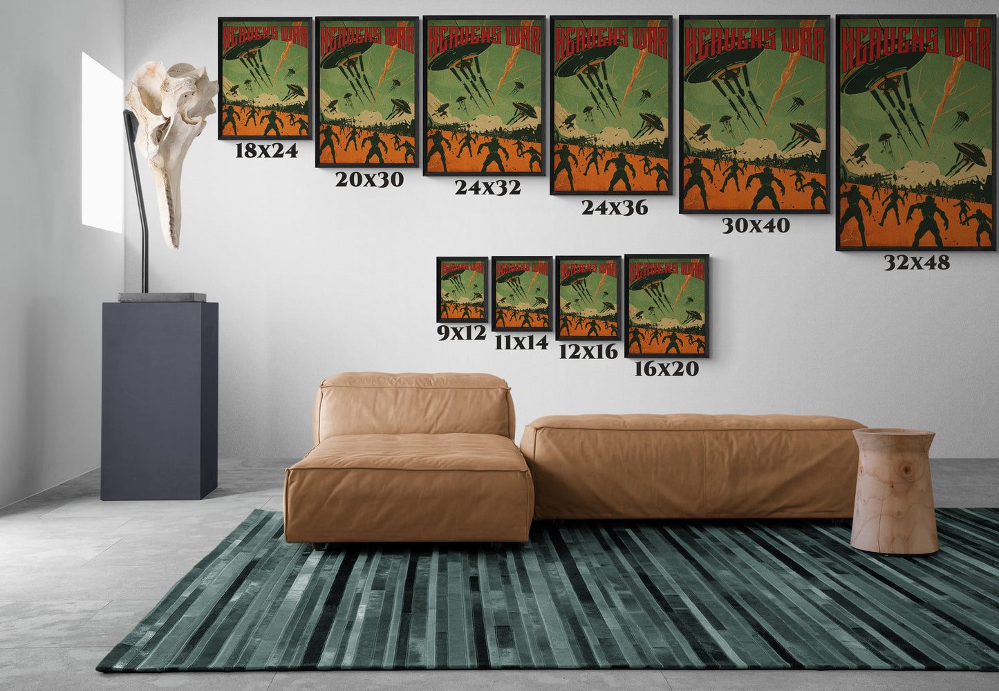 "Heavens War – Futuristic Sci-Fi Battle Matte Canvas with Black Frame"