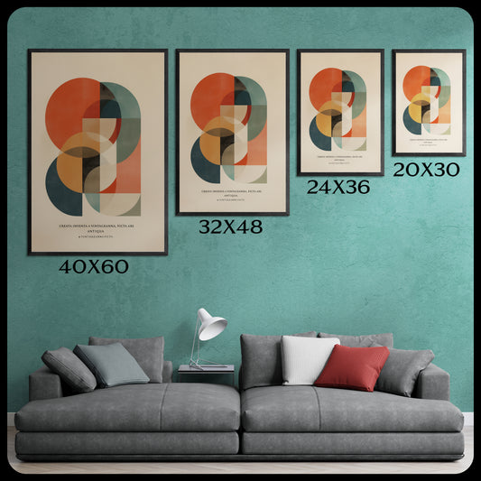 Framed Multi-Color Abstract Canvas Wall Art — Mid-Century Modern Geometric Design | Vintageanna