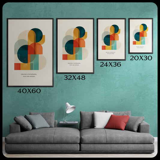 Creative Vision Framed Abstract Canvas Wall Art — Mid-Century Modern Geometric Design | Vintageanna