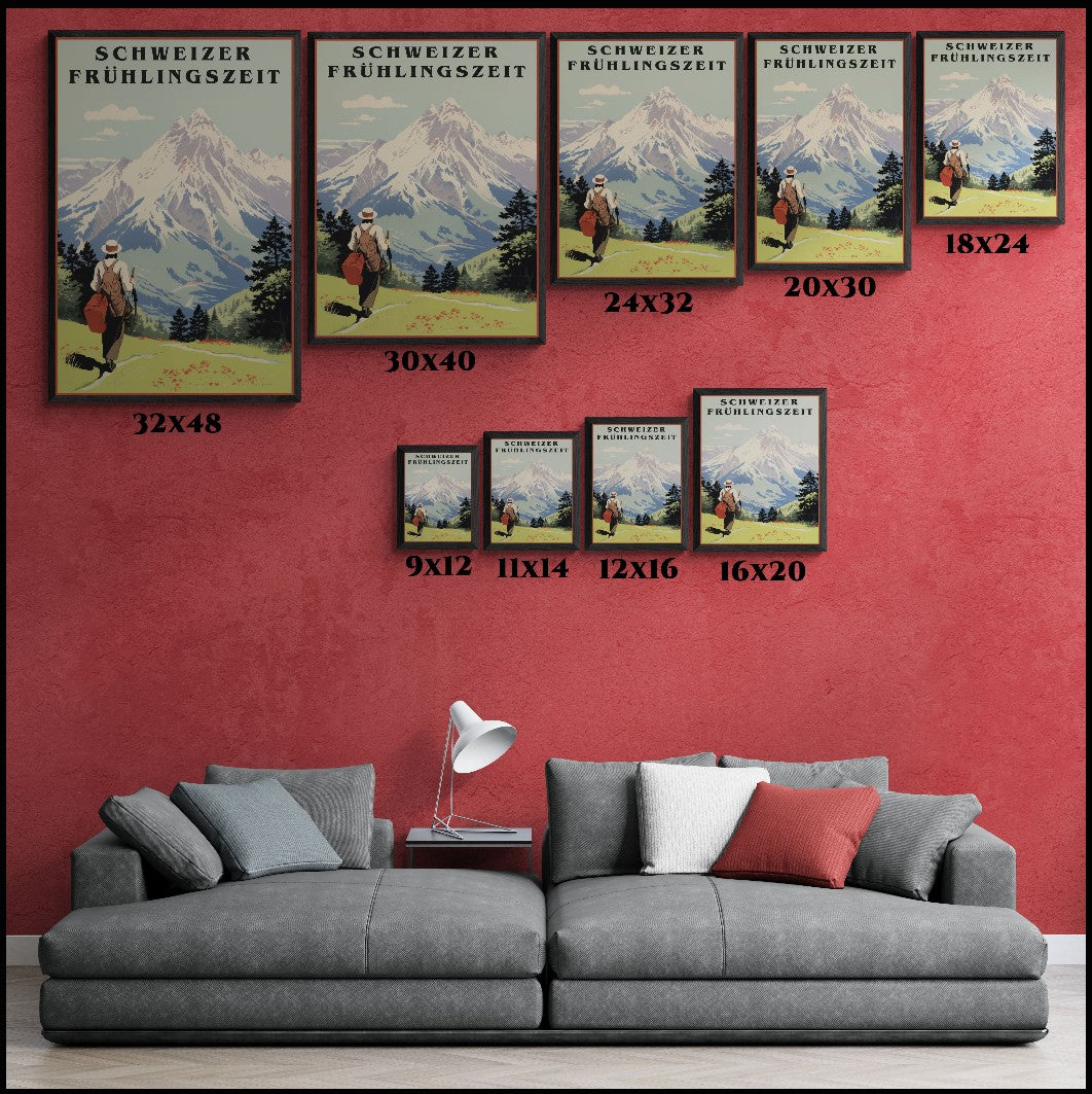 Schweizer fruhlingszeit,"Swiss Springtime Vintage Poster | Digital download"