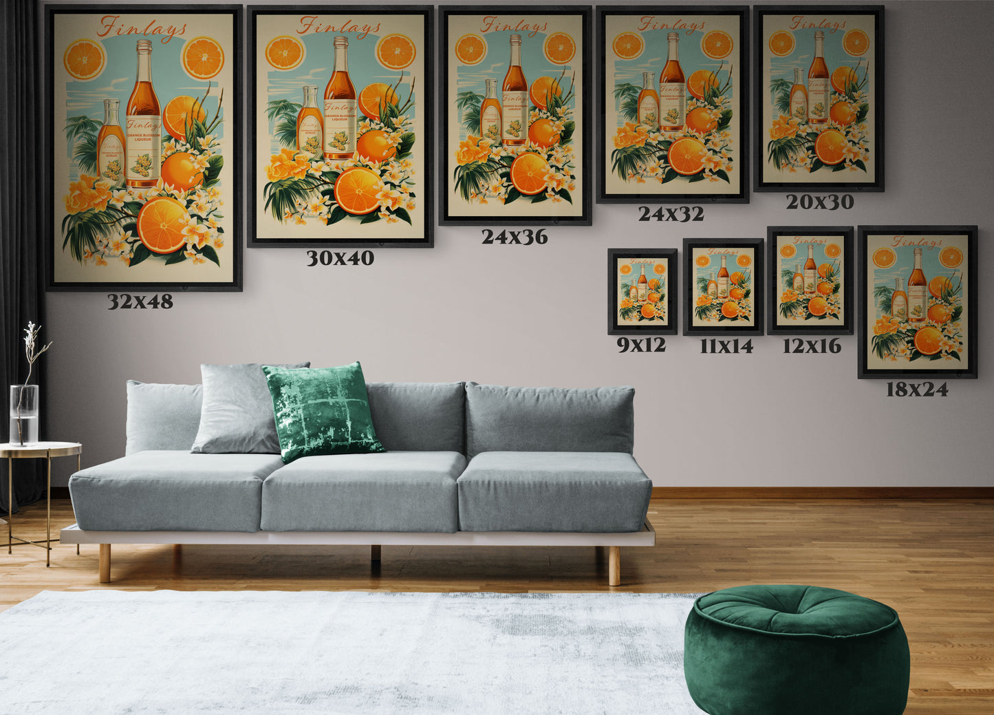 "Finlays Orange Blossom Liqueur & Syrup – Vintage Citrus Art Print" Matte Canvas, Black Frame