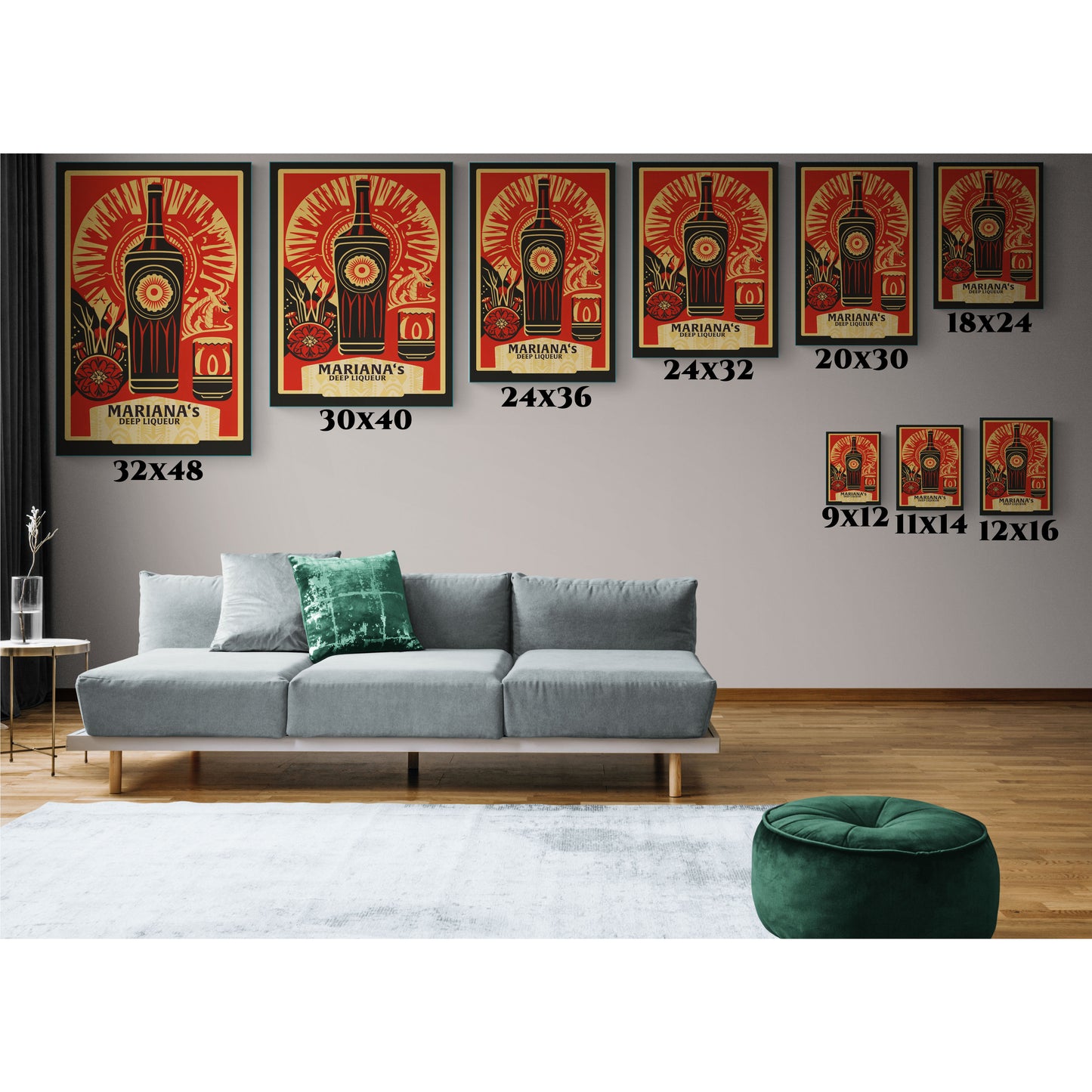 "Vintage Mariana's Deep Liqueur Dragon Poster - Frameless Stretched Matte Canvas Wall Art" Matte Canvas, Stretched, 1.25"