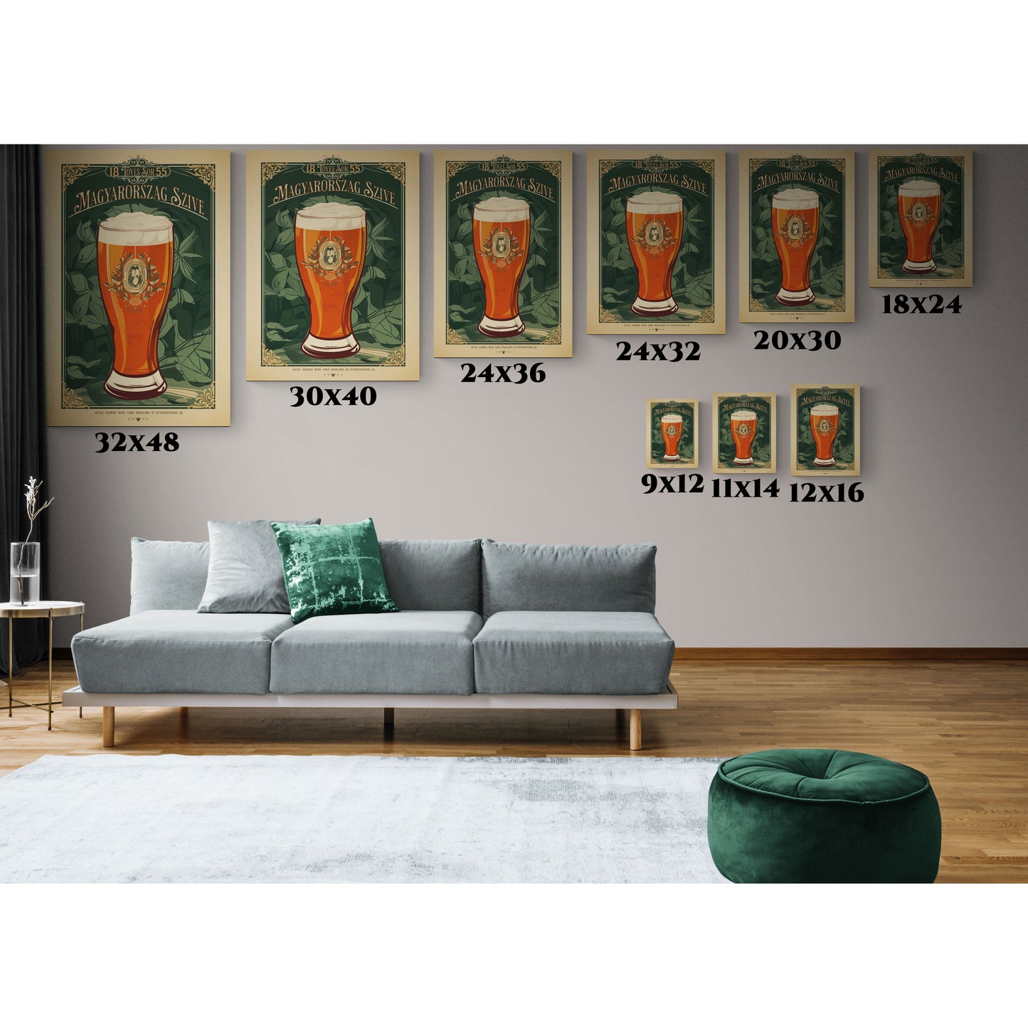 "Vintage Hungarian Beer Poster - Magyarország Szíve Frameless Stretched Matte Canvas" Matte Canvas, Stretched, 1.25"