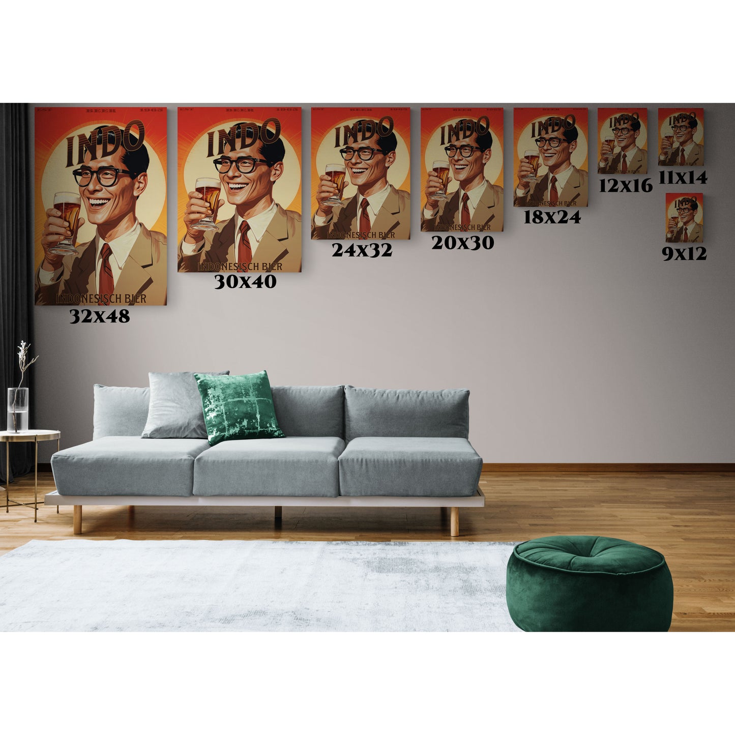 "Vintage Indo Beer Poster - Indonesisch Bier 1965 Frameless Stretched Matte Canvas" Matte Canvas, Stretched, 1.25"