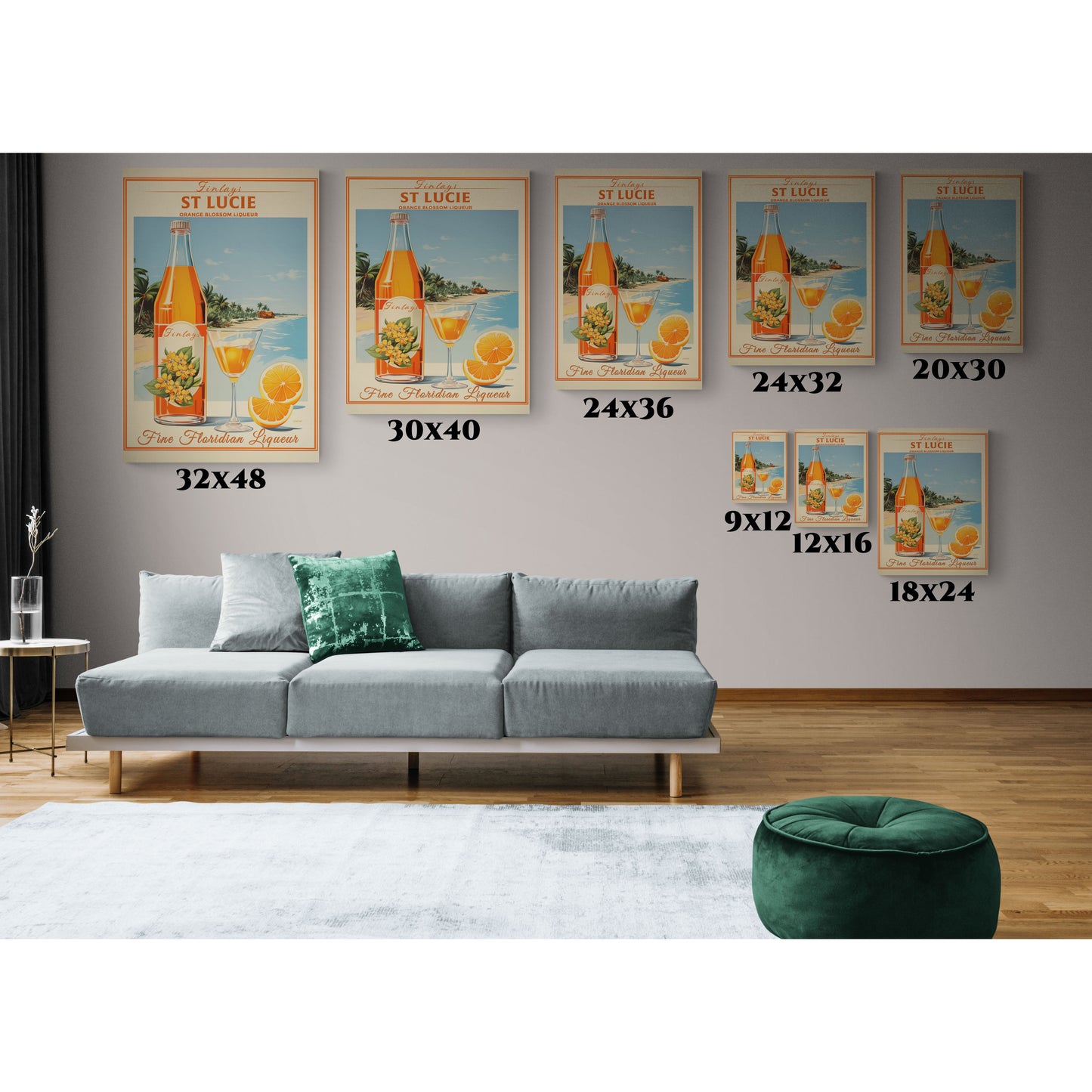 "Vintage Finlay’s St. Lucie Orange Blossom Liqueur Poster - Matte Canvas Stretched Wall Art" Matte Canvas, Stretched, 1.25"