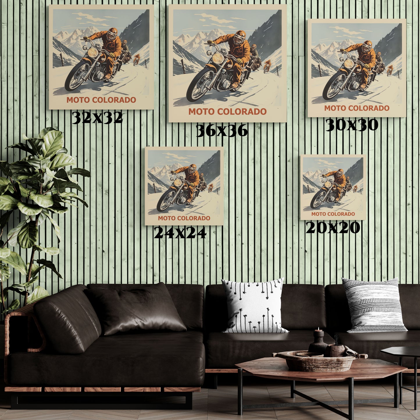 "Vintage Moto Colorado Adventure Poster - Group Ride in the Rockies Matte Stretched Canvas" Matte Canvas, Stretched, 1.25"
