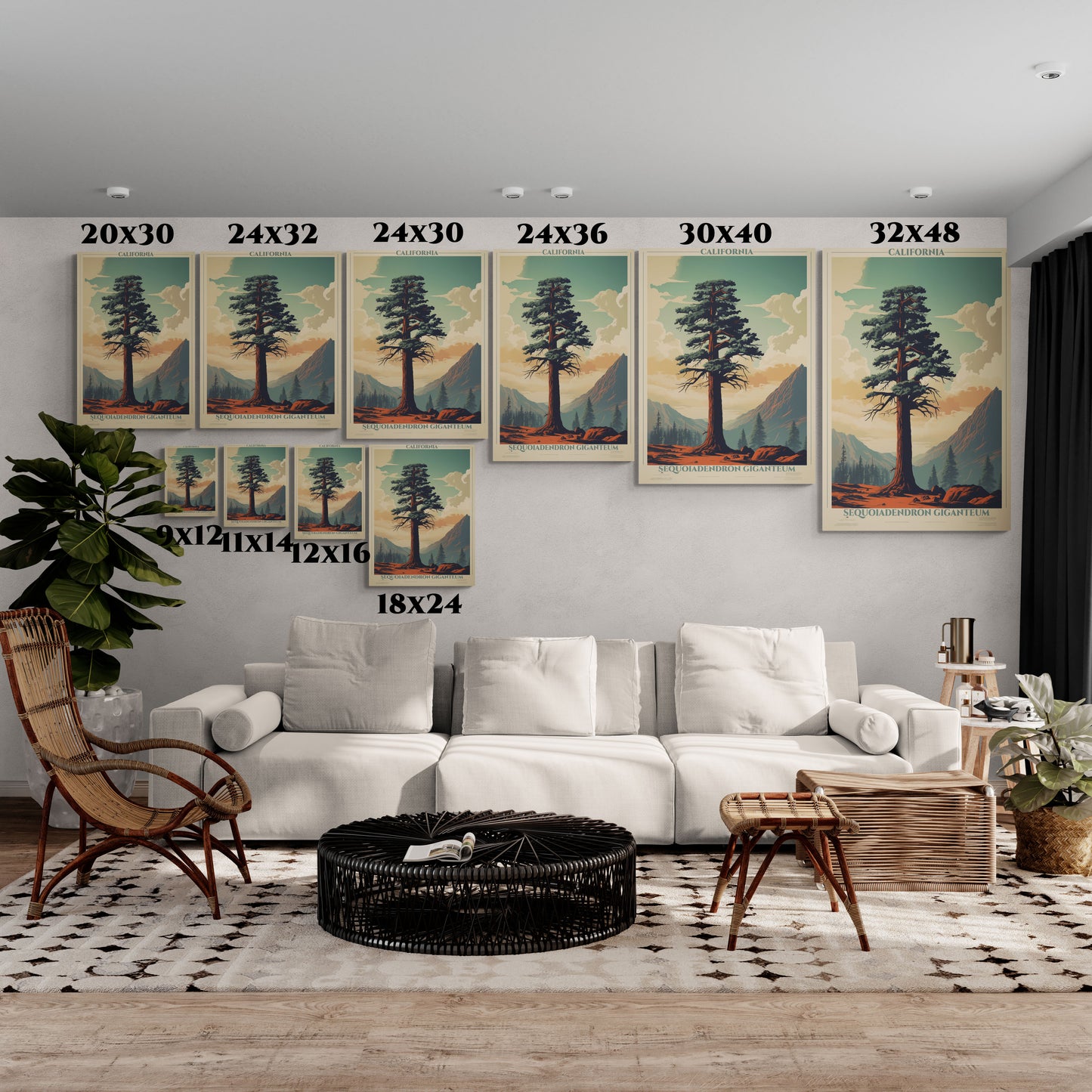 "California Sequoiadendron Giganteum Poster - Matte Stretched Canvas Wall Art" Matte Canvas, Stretched, 1.25"