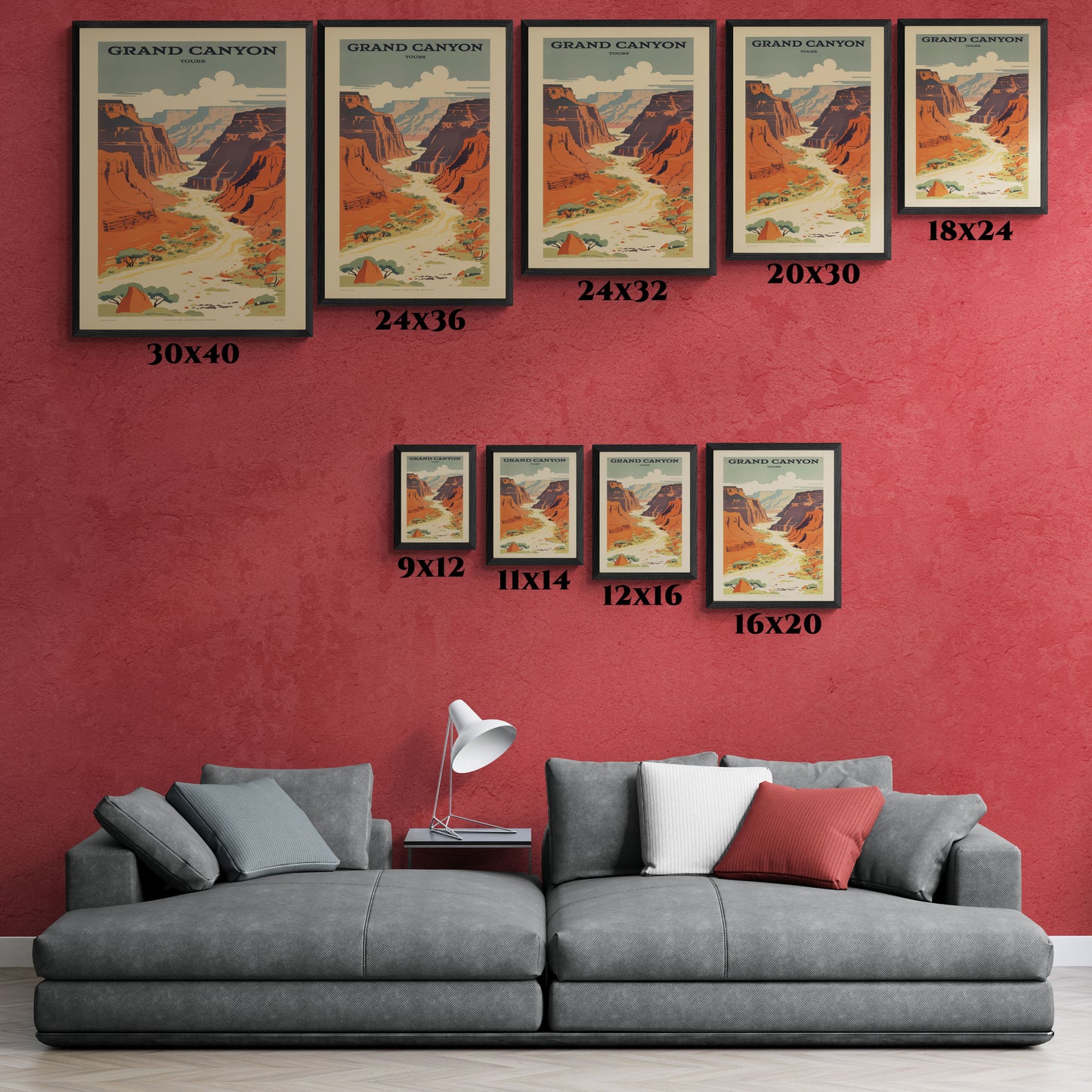 "Vintage Grand Canyon River Tours Poster - Matte Canvas Wall Art with Black Frame" Matte Canvas, Black Frame