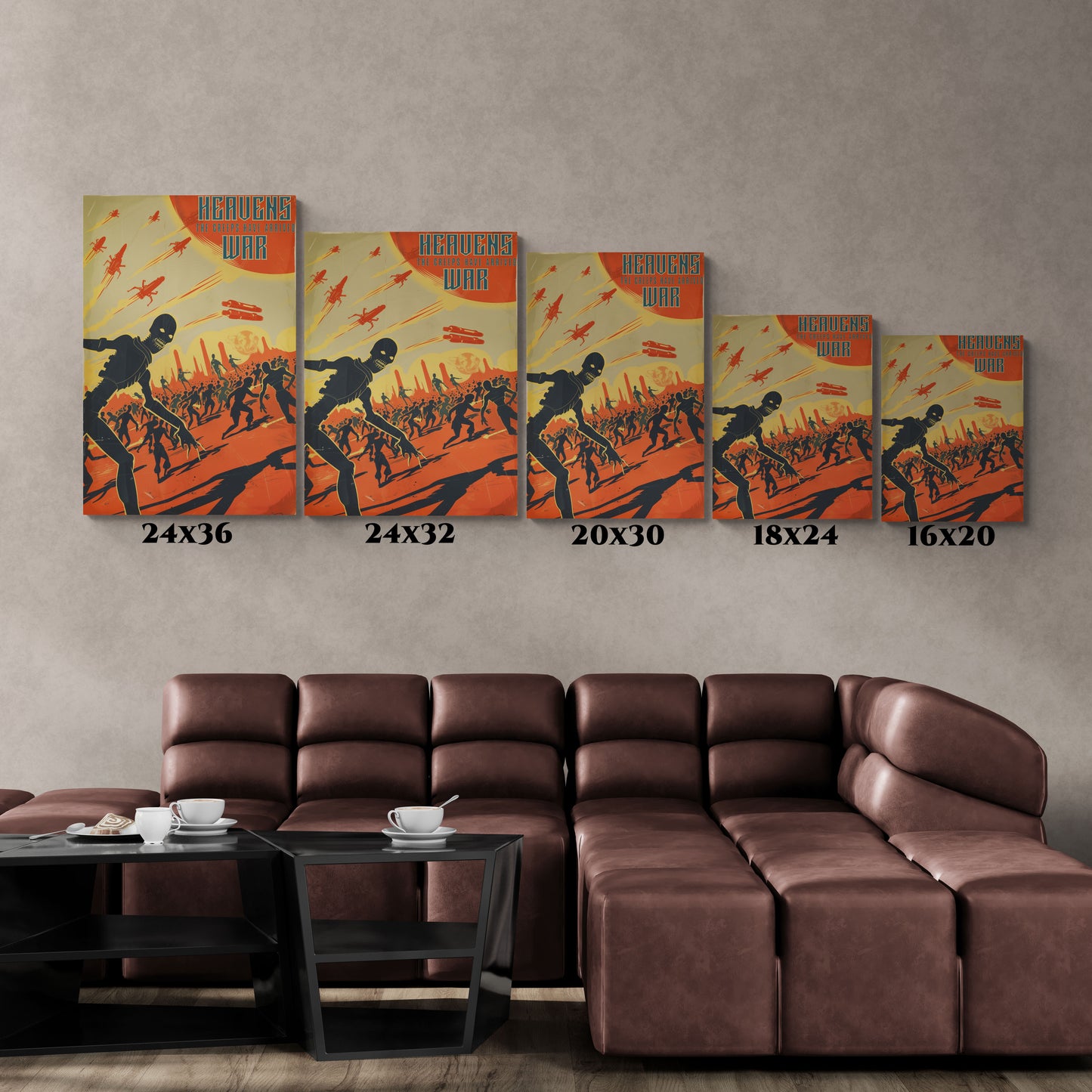 "Vintage Sci-Fi Poster - 'Heavens War: The Creeps Have Arrived' Apocalyptic Artwork", SciFi, Classic Stretched Canvas