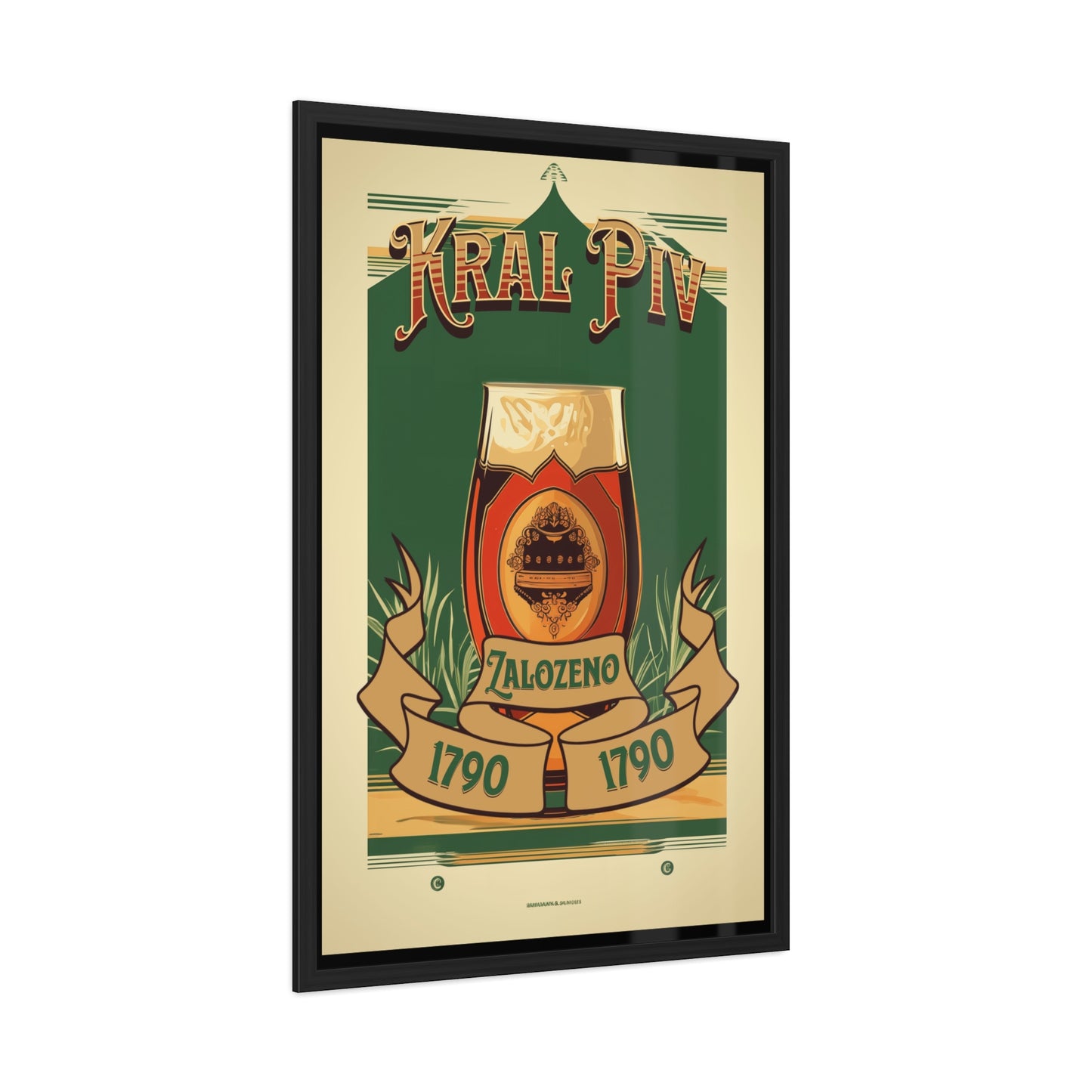 Vintage Beer Poster - Kral Piv (King of Beers), Established 1790 (Czech Language) Framed Posters